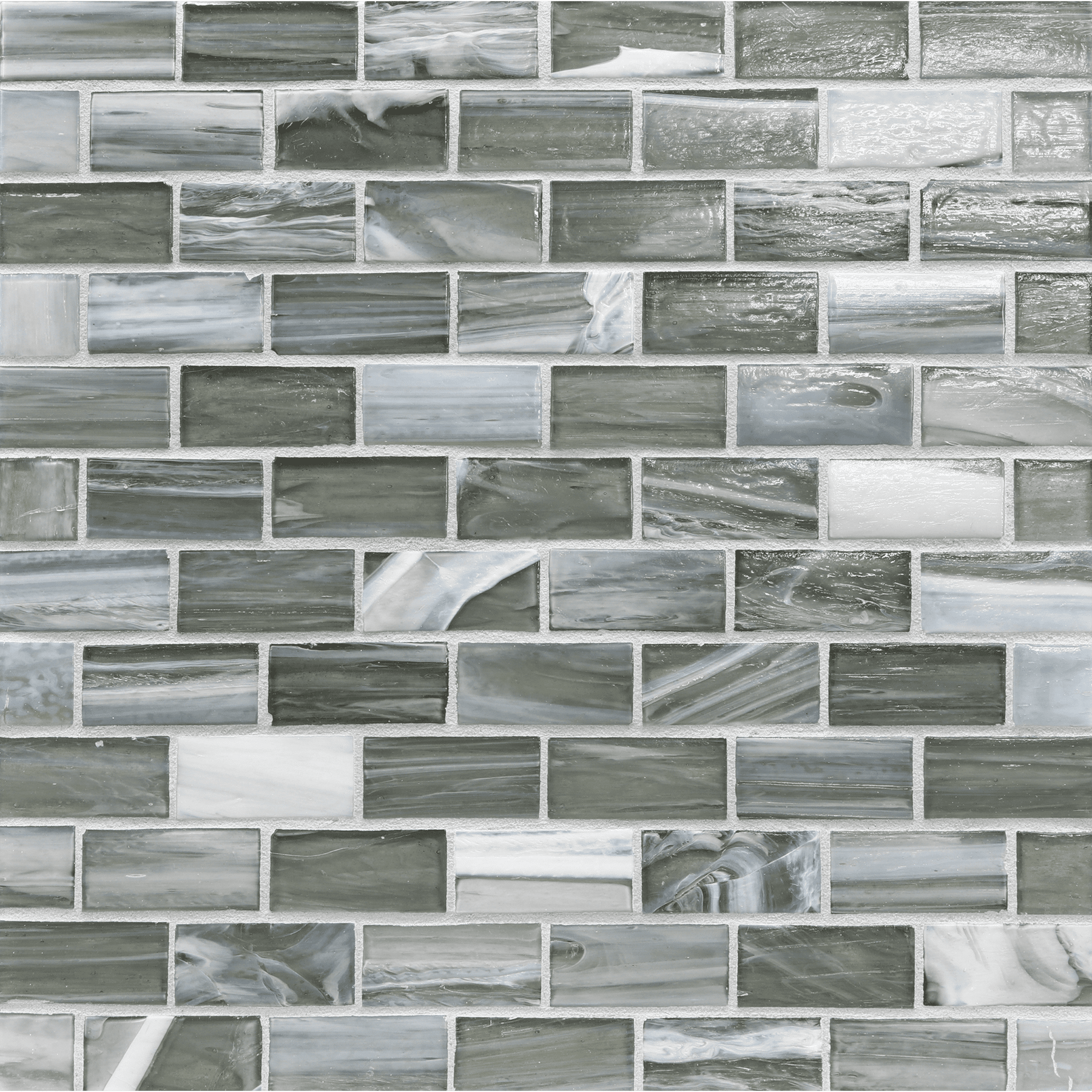 SHIBUI: Tungsten 1"x2" Staggered Joint Field Mosaic (11.52"x12.51" | silk)