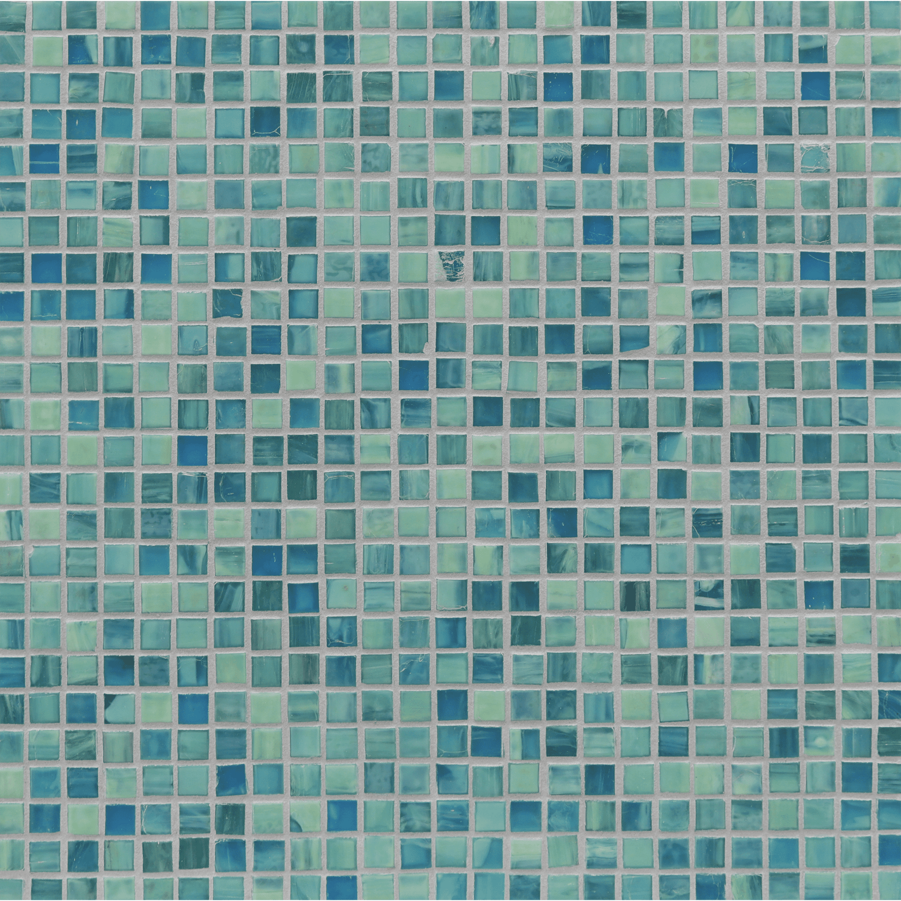 SHIBUI: Turquose 0.5"x0.5" Straight Stack Field Mosaic (12.52"x12.52" | silk)