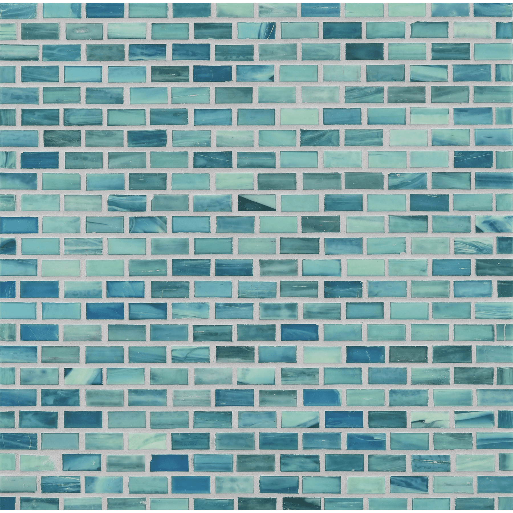 SHIBUI: Turquose 0.5"x1" Staggered Joint Field Mosaic (12.51"x12.51" | silk)