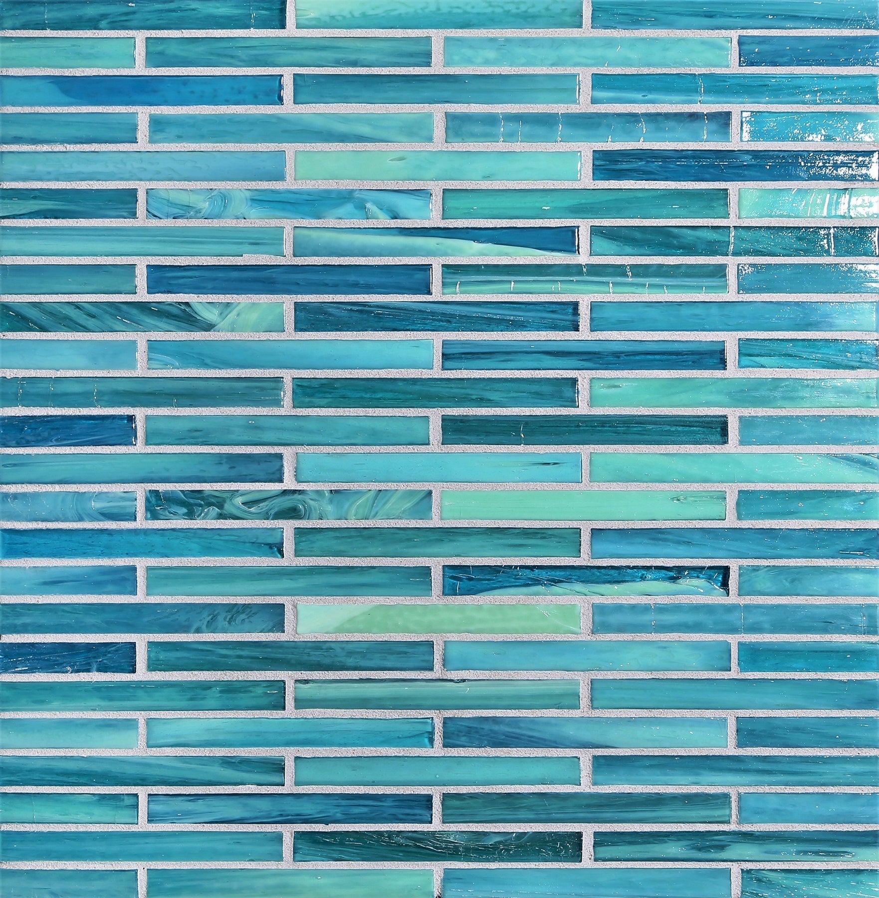 SHIBUI: Turquose 0.5"x4" Staggered Joint Field Mosaic (9.92"x12.14" | natural)
