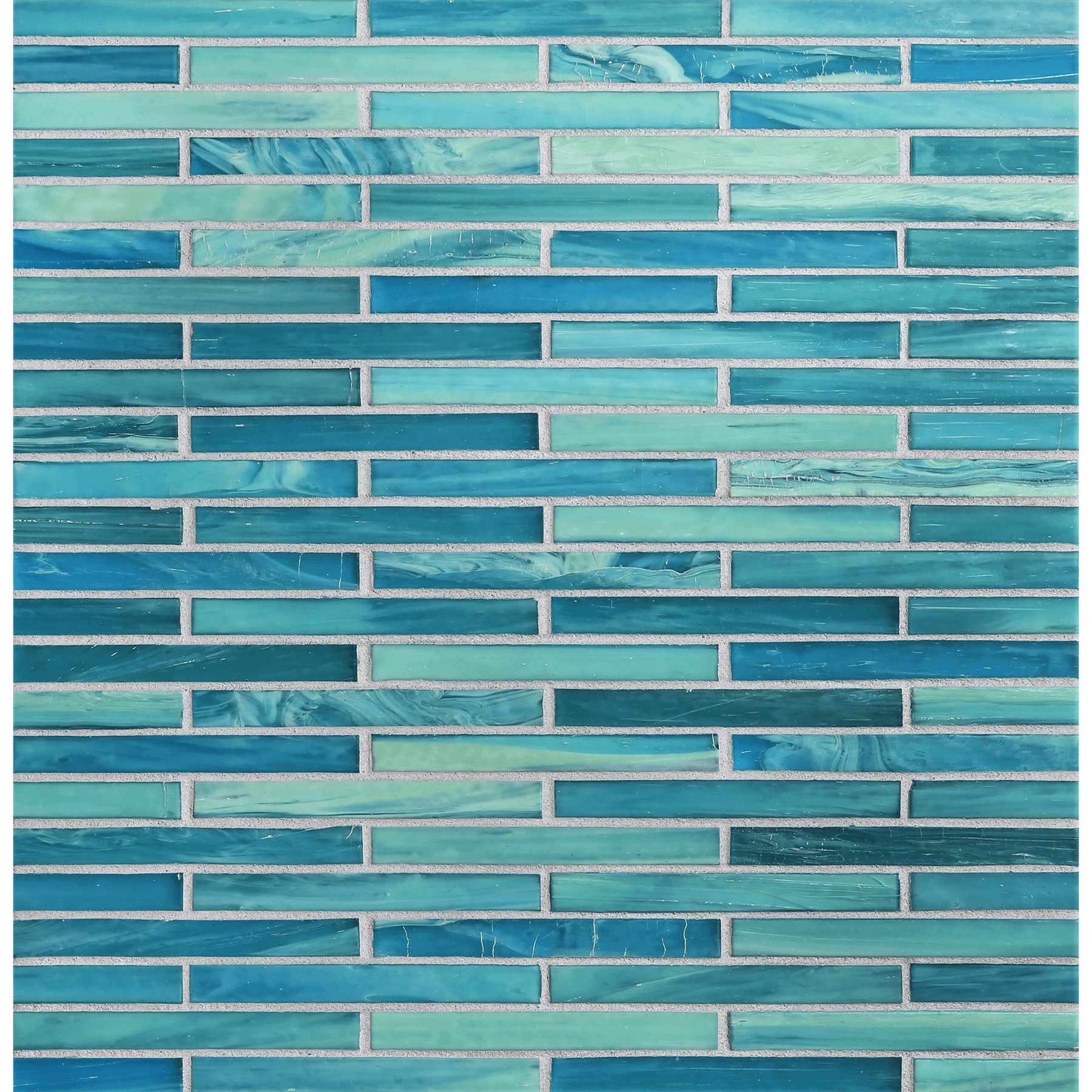 SHIBUI: Turquose 0.5"x4" Staggered Joint Field Mosaic (9.92"x12.14" | silk)