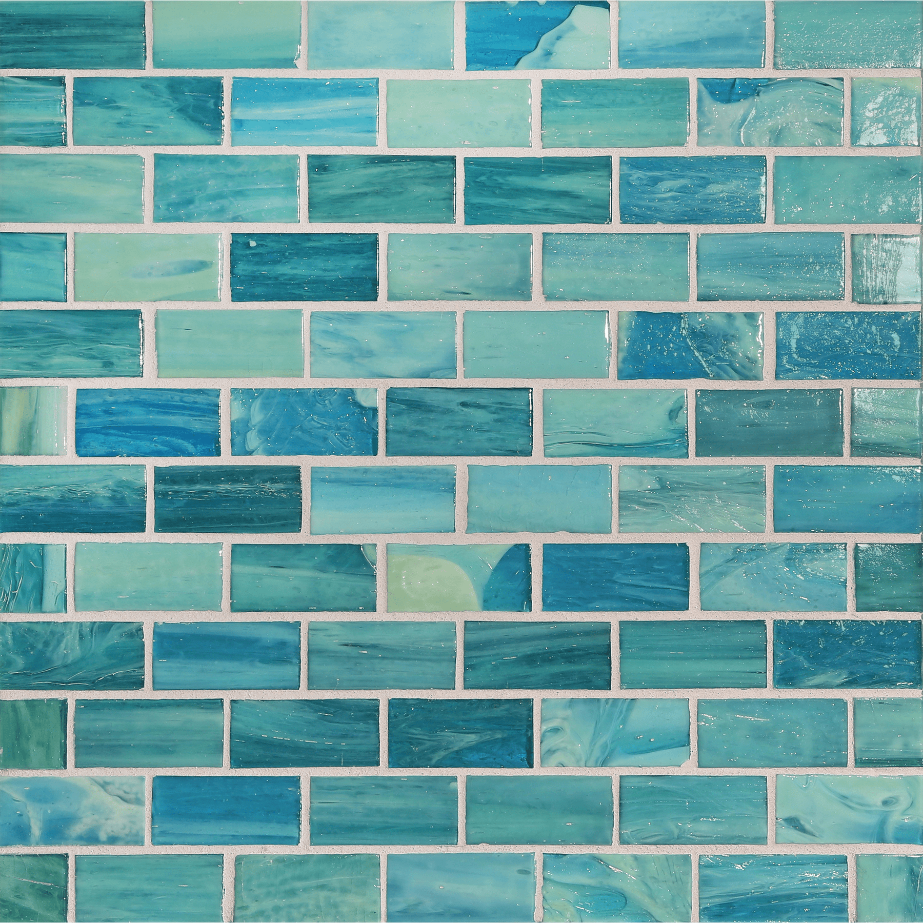 SHIBUI: Turquose 1"x2" Staggered Joint Field Mosaic (11.52"x12.51" | natural)