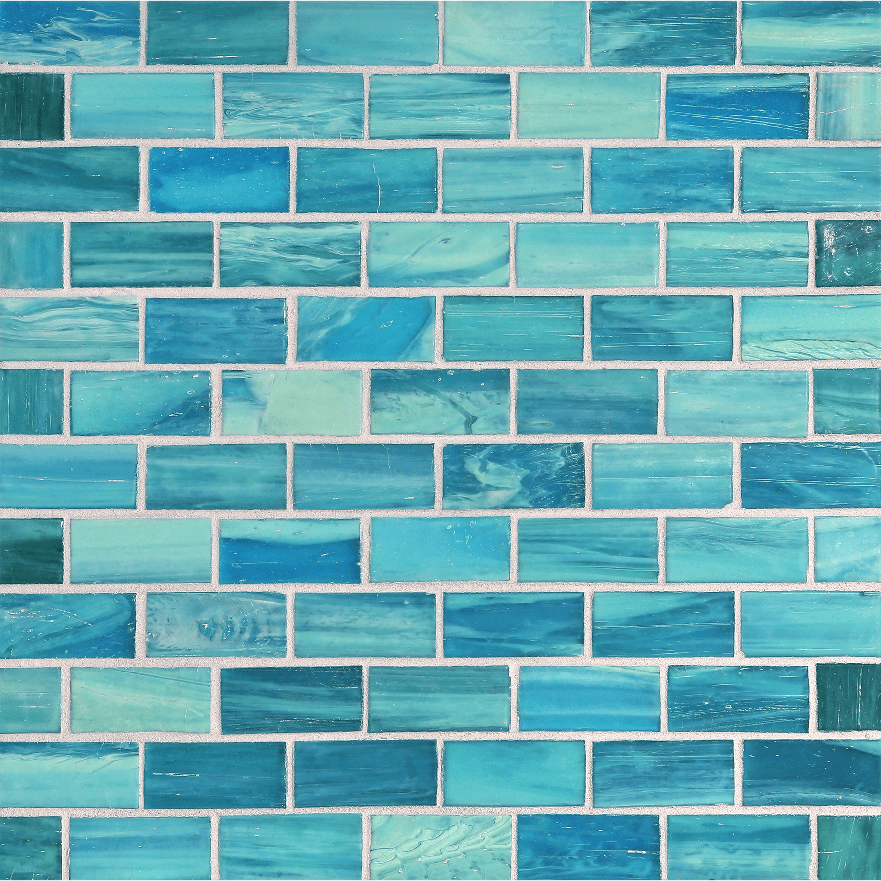 SHIBUI: Turquose 1"x2" Staggered Joint Field Mosaic (11.52"x12.51" | silk)