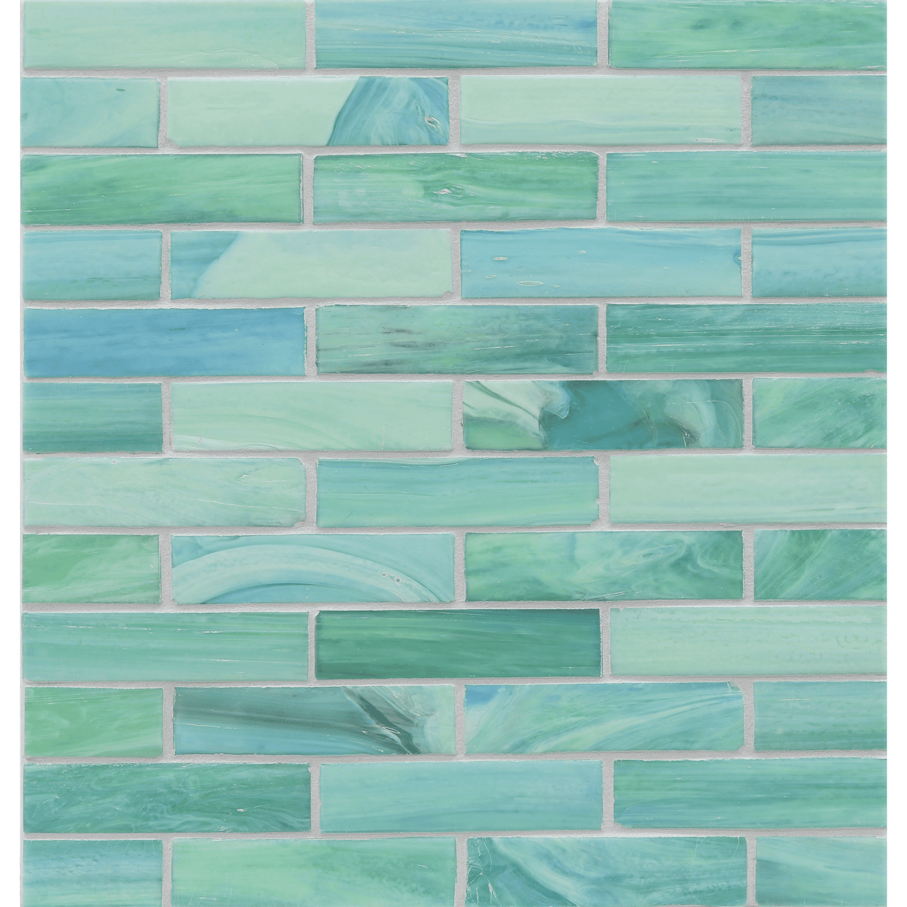 SHIBUI: Turquose 1"x4" Staggered Joint Field Mosaic (9.92"x12.41" | silk)