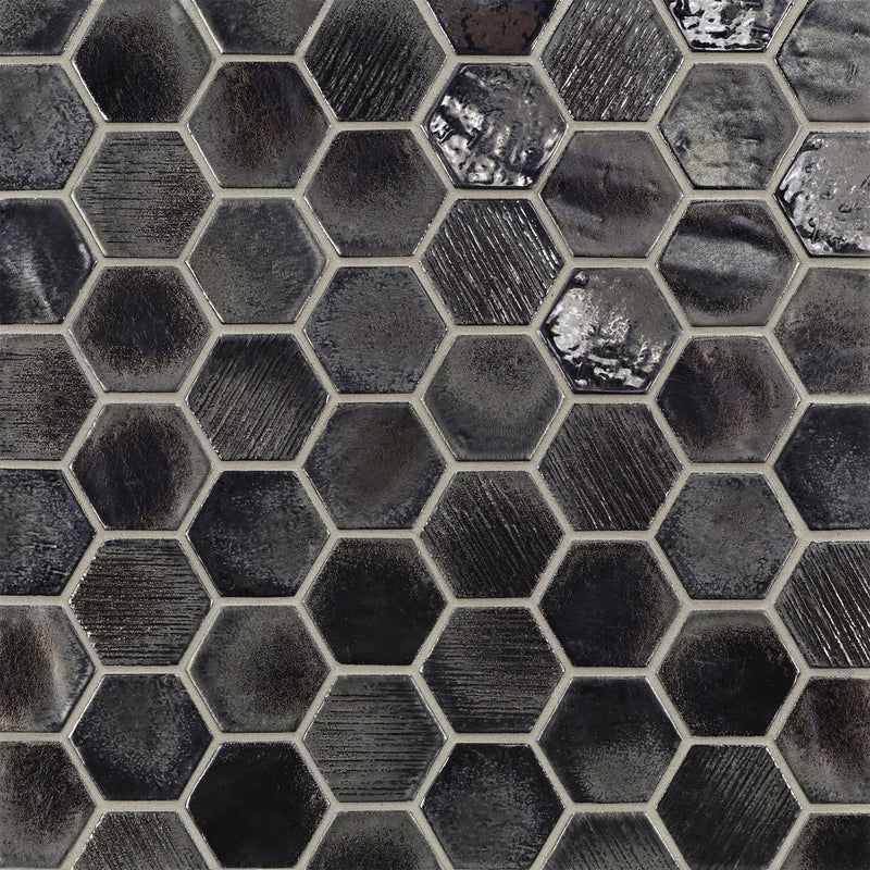 SHINJU: Olympia Cambric Hexagonal Field Mosaic (9.96"x11.5" | semi glossy)