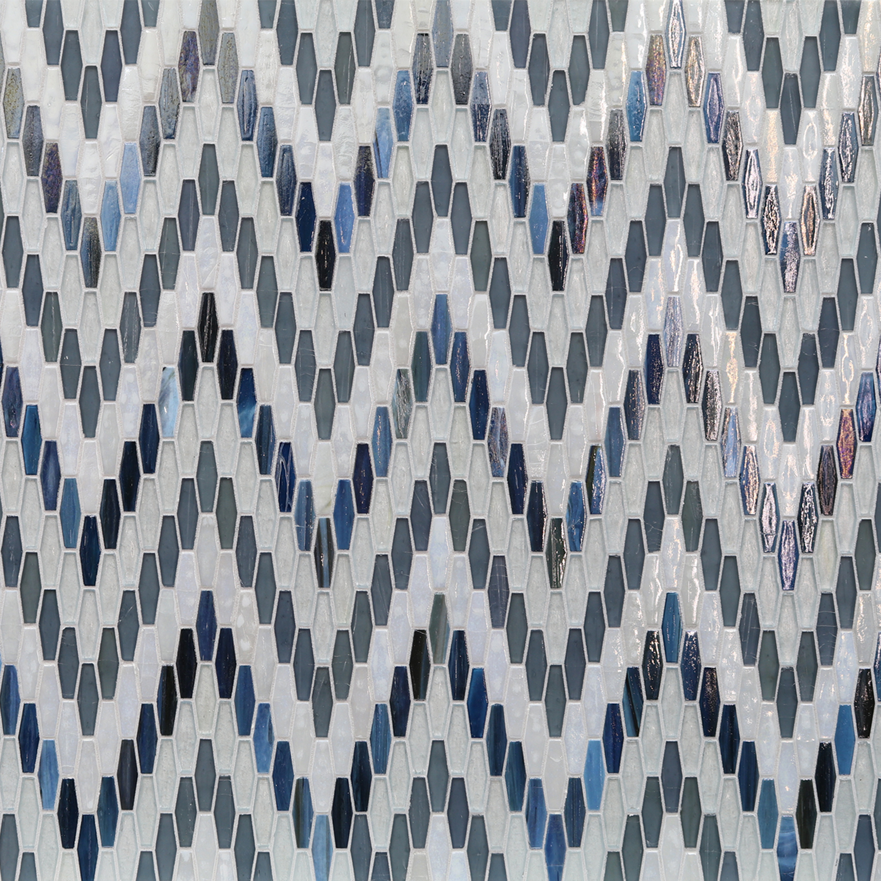 TEXTILE: Blue Stone Bargello Elongated Hexagon Field Mosaic (7.96"x11.50" | mixed)