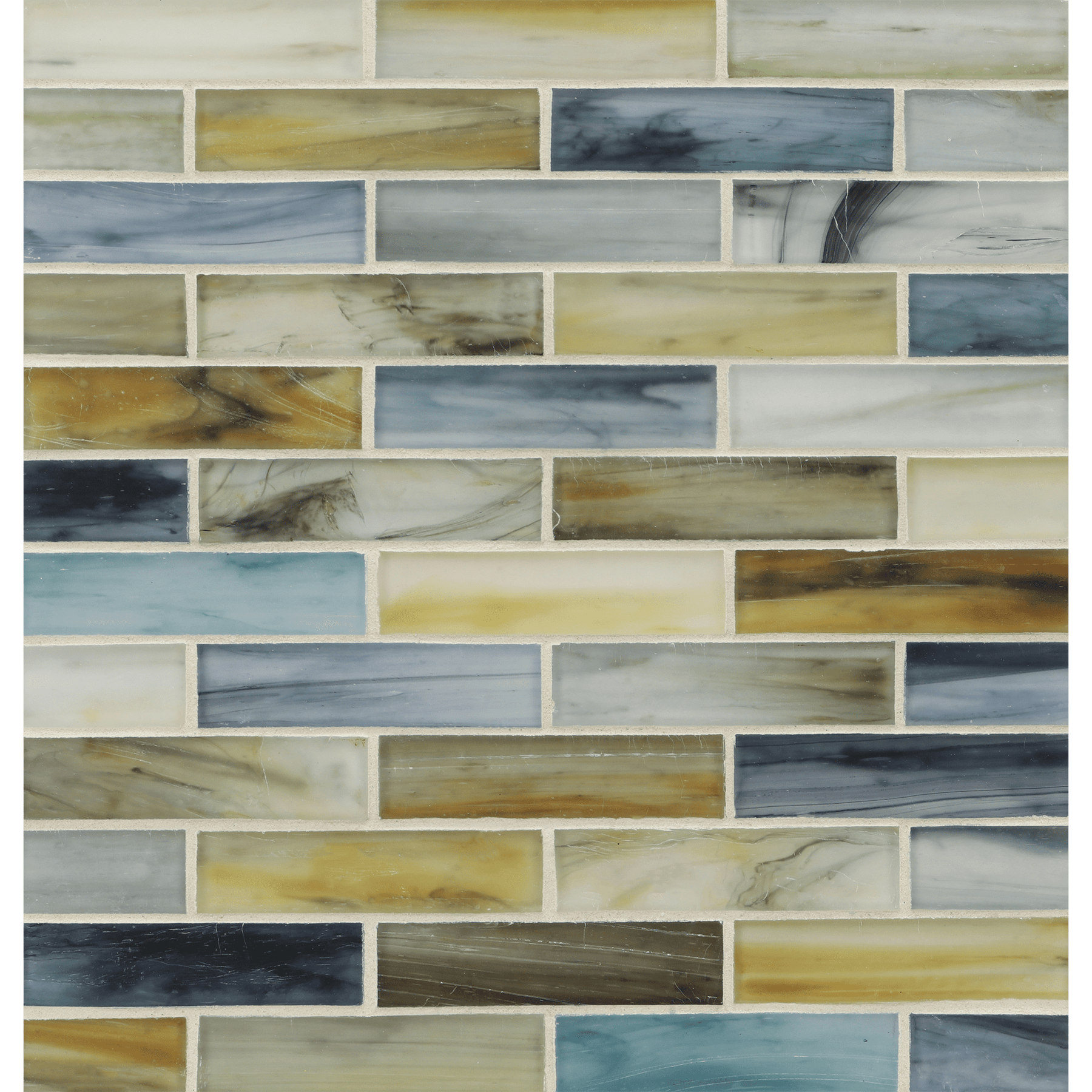 TOZEN: Ahou 1"x4" Staggered Joint Field Mosaic (9.92"x12.41" | silk)