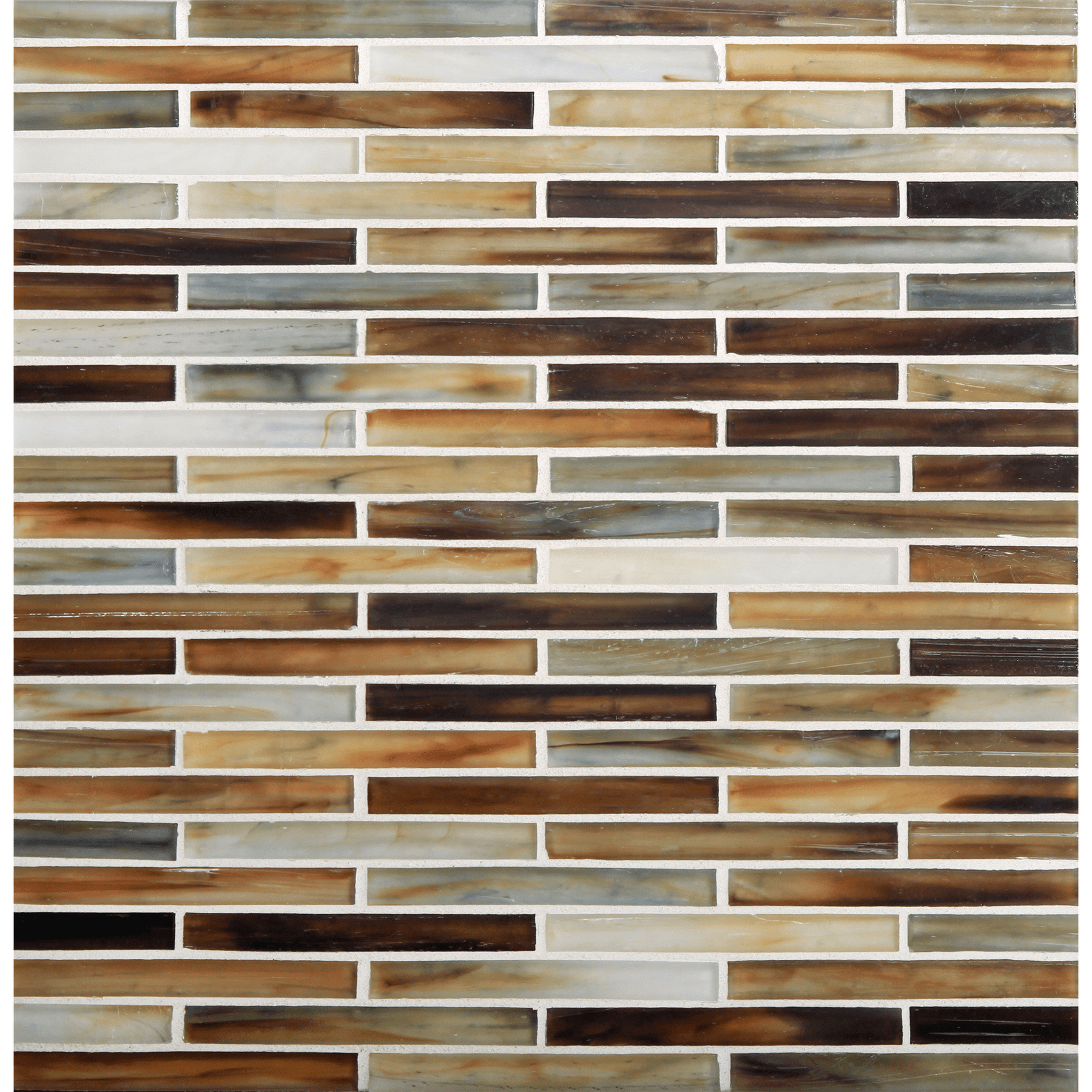 TOZEN: Copper 0.5"x4" Staggered Joint Field Mosaic (9.92"x12.14" | silk)