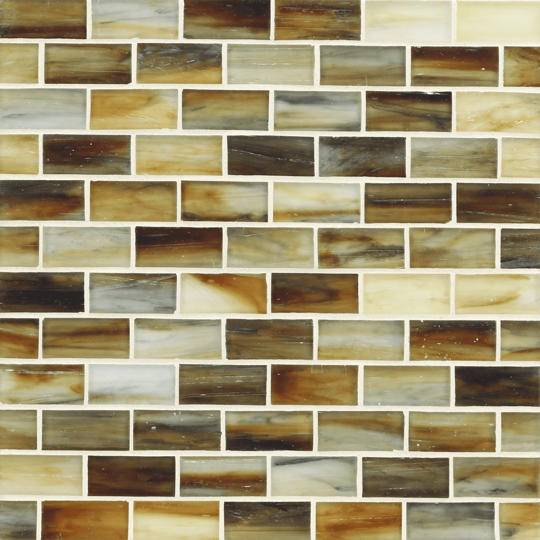 TOZEN: Copper 1"x2" Staggered Joint Field Mosaic (11.52"x12.51" | silk)