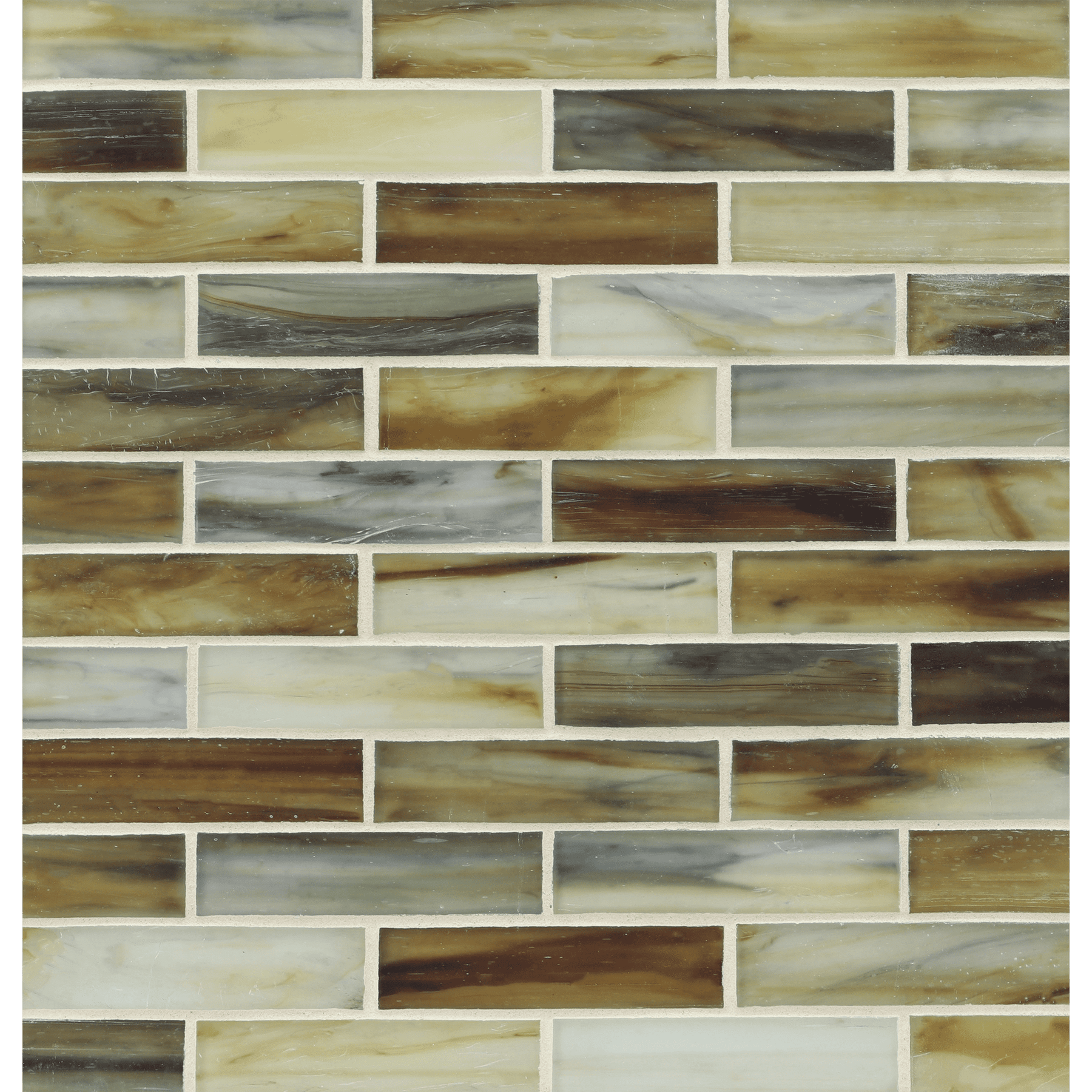 TOZEN: Copper 1"x4" Staggered Joint Field Mosaic (9.92"x12.41" | silk)