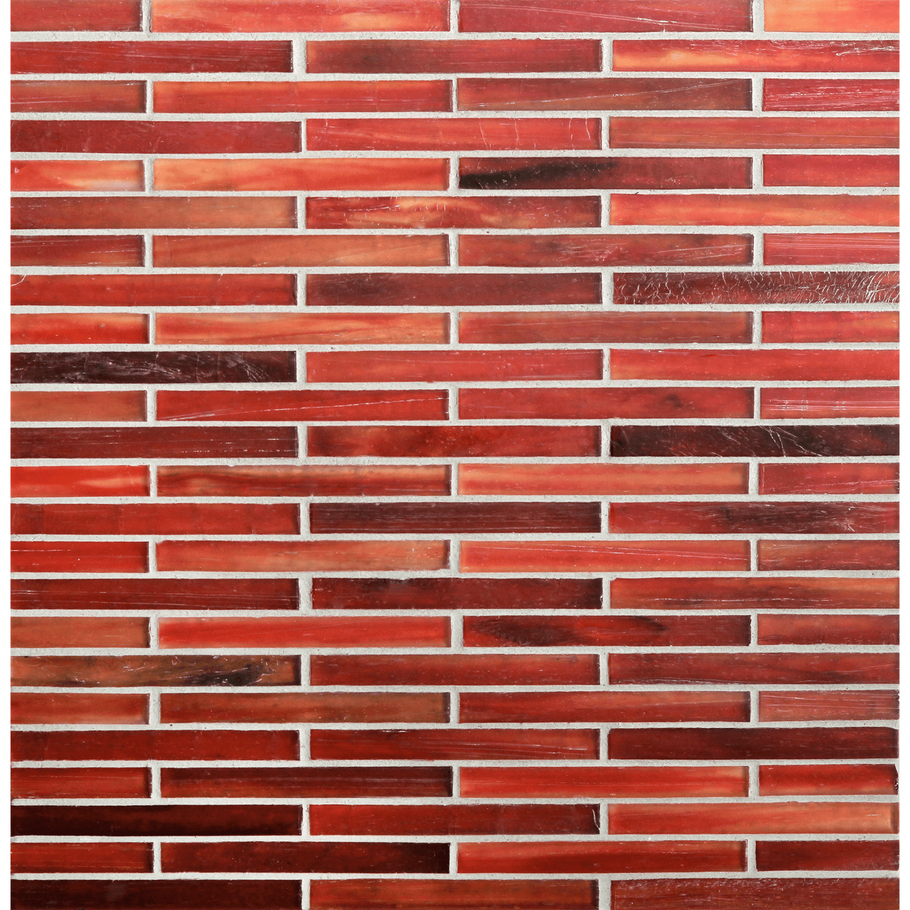 TOZEN: Marrakech Red 0.5"x4" Staggered Joint Field Mosaic (9.92"x12.14" | silk)