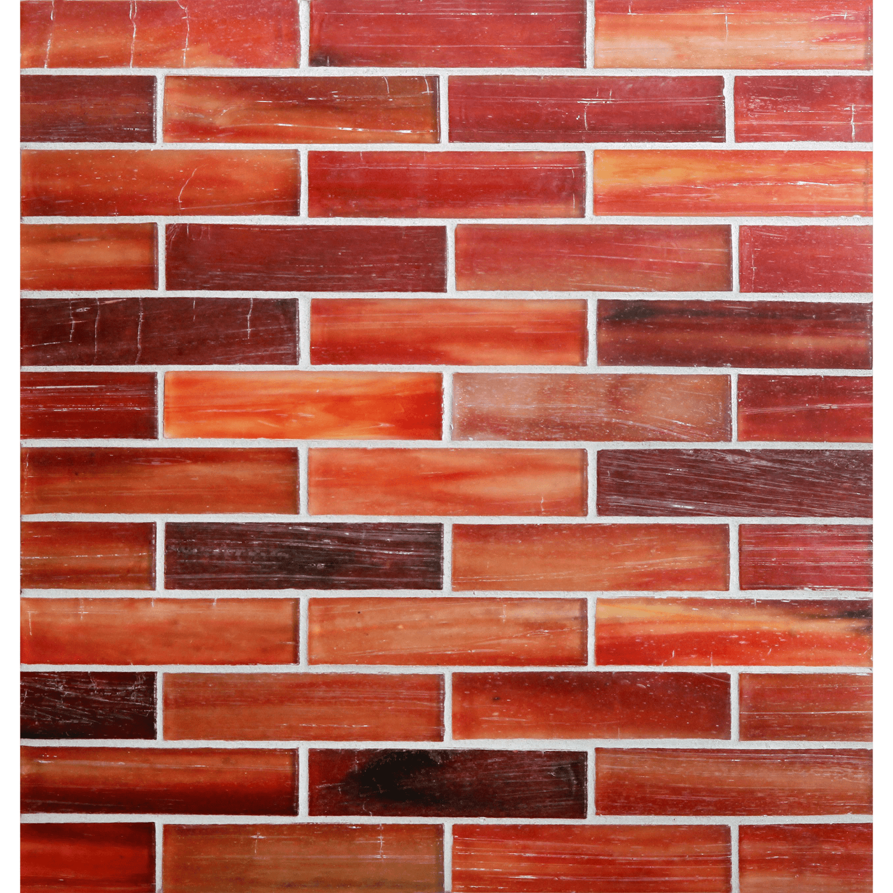 TOZEN: Marrakech Red 1"x4" Staggered Joint Field Mosaic (9.92"x12.41" | silk)