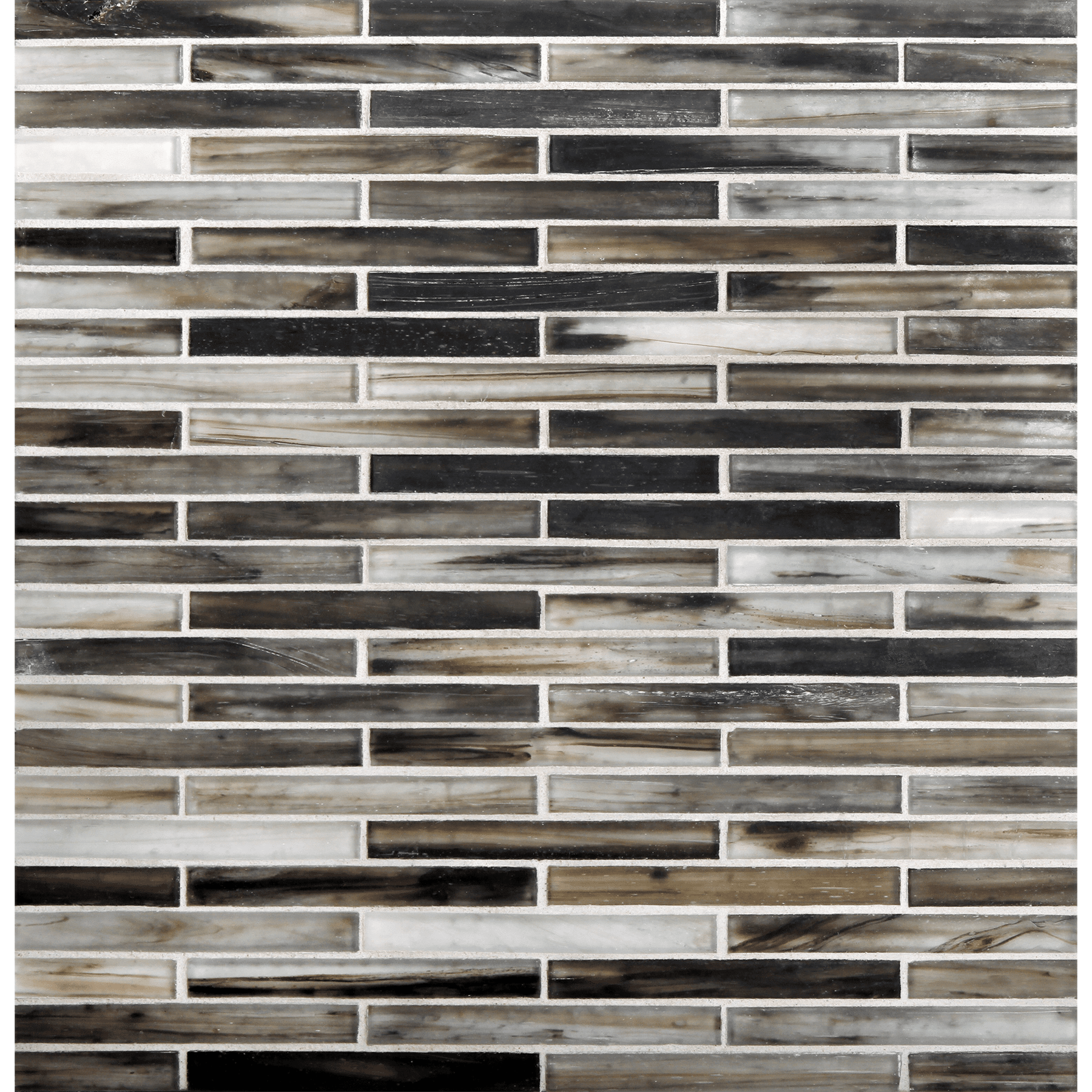 TOZEN: Nickel 0.5"x4" Staggered Joint Field Mosaic (9.92"x12.14" | silk)
