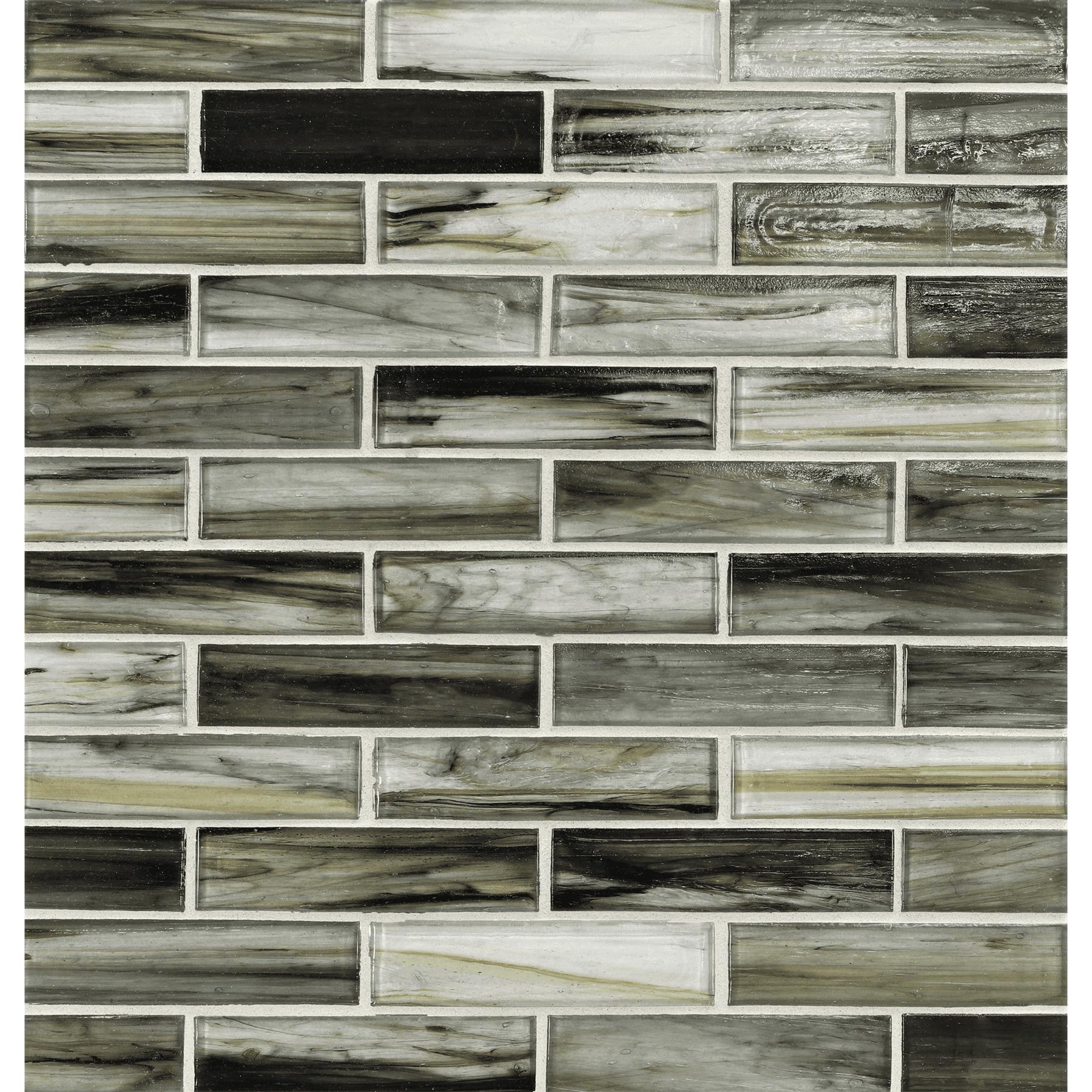 TOZEN: Nickel 1"x4" Staggered Joint Field Mosaic (9.92"x12.41" | natural)