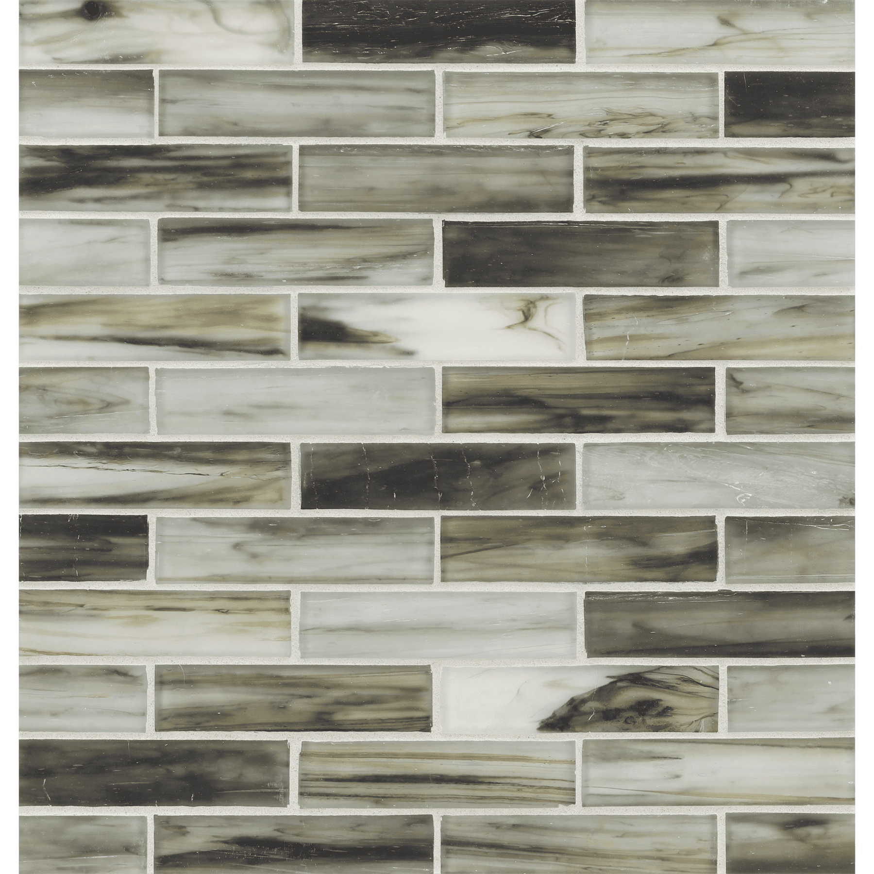 TOZEN: Nickel 1"x4" Staggered Joint Field Mosaic (9.92"x12.41" | silk)