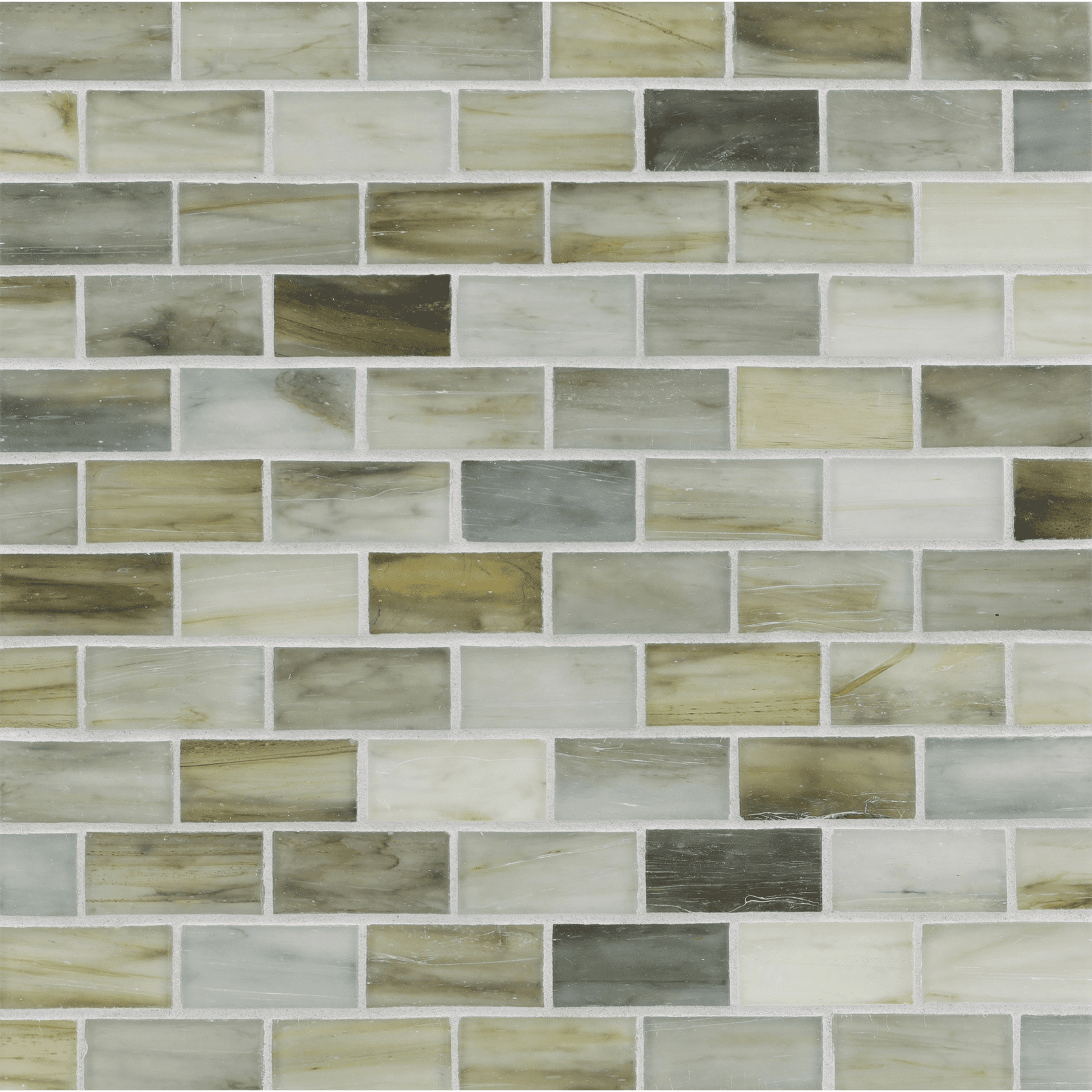 TOZEN: Strontium 1"x2" Staggered Joint Field Mosaic (11.52"x12.51" | silk)