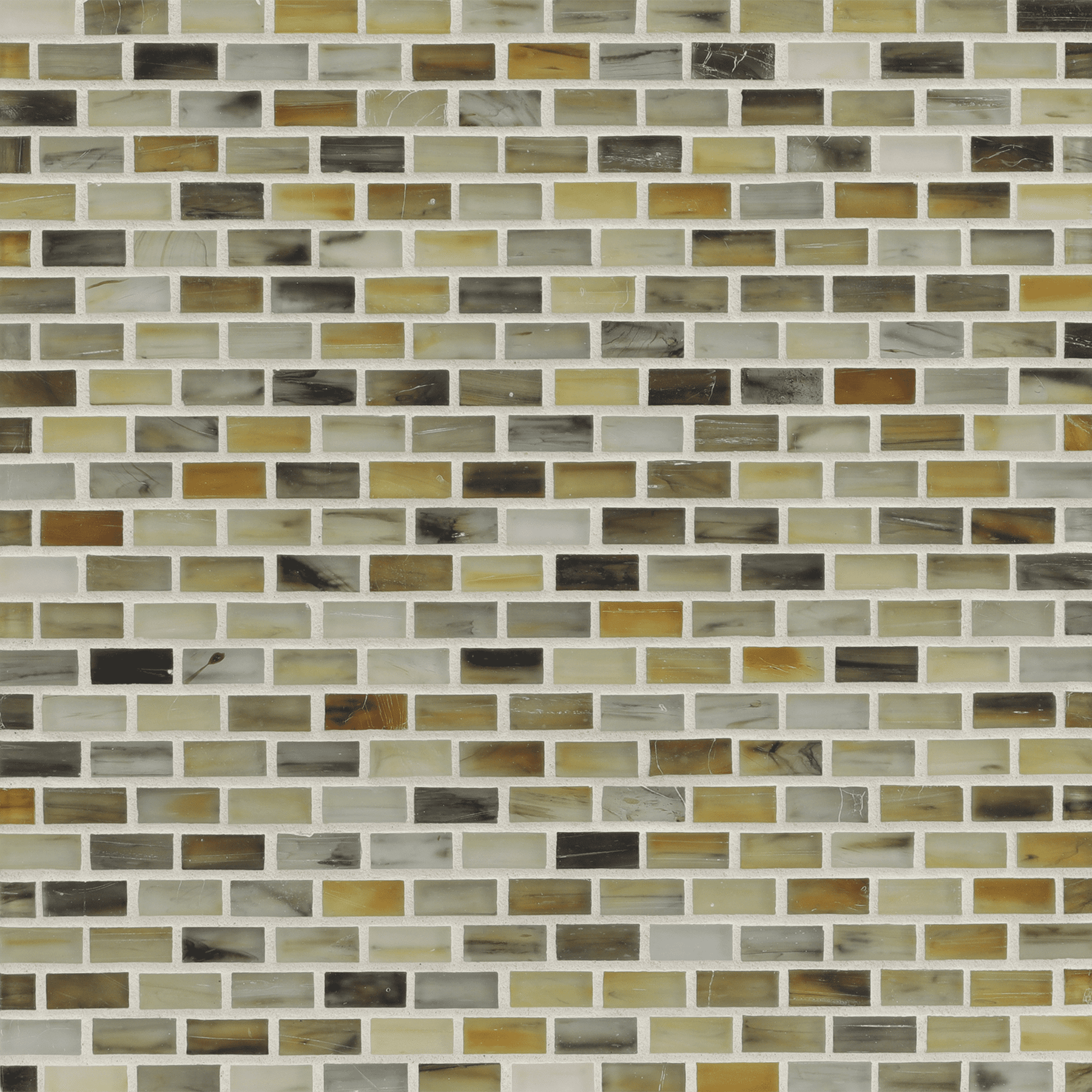 TOZEN: Tin 0.5"x1" Staggered Joint Field Mosaic (12.51"x12.51" | silk)