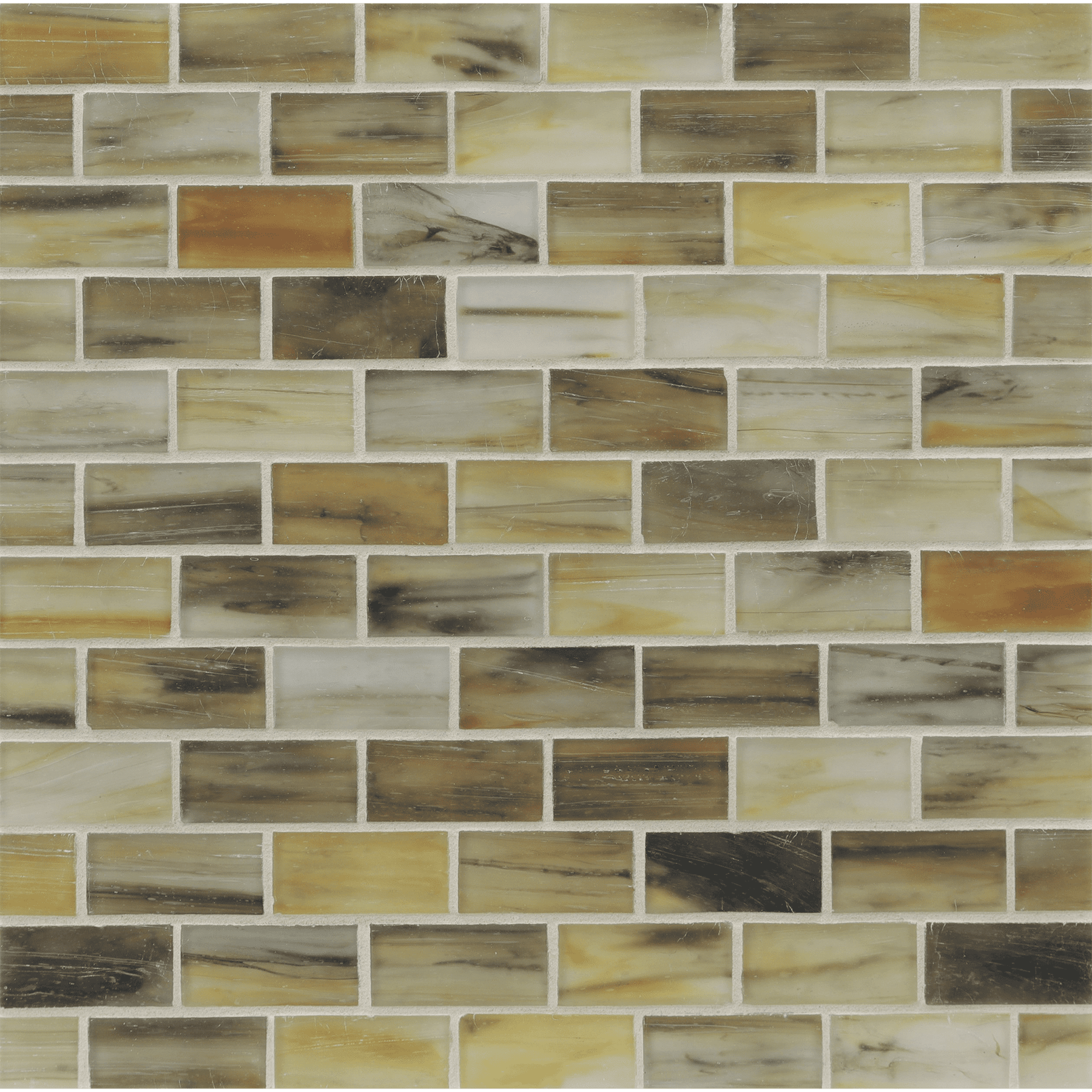 TOZEN: Tin 1"x2" Staggered Joint Field Mosaic (11.52"x12.51" | silk)