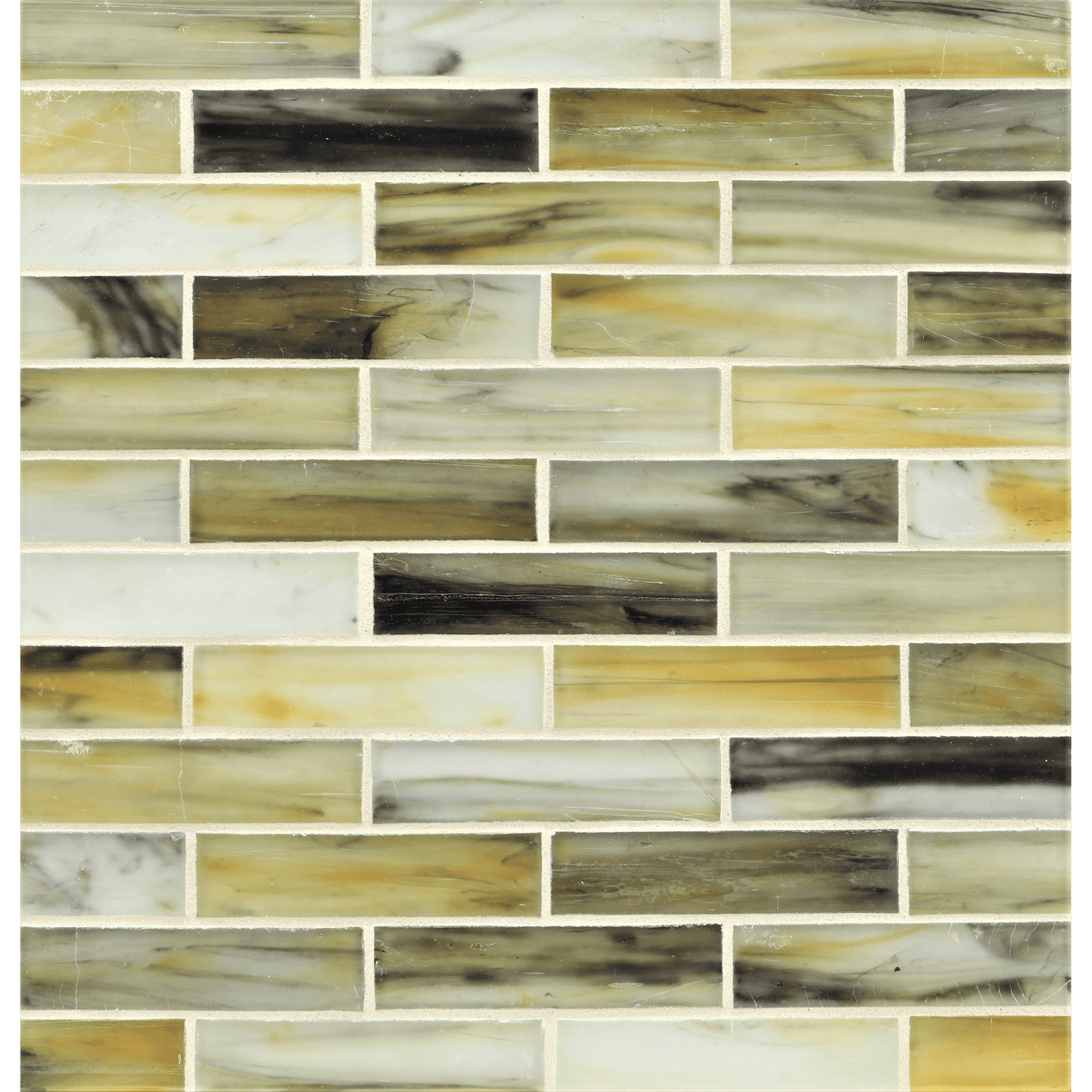 TOZEN: Tin 1"x4" Staggered Joint Field Mosaic (9.92"x12.41" | silk)
