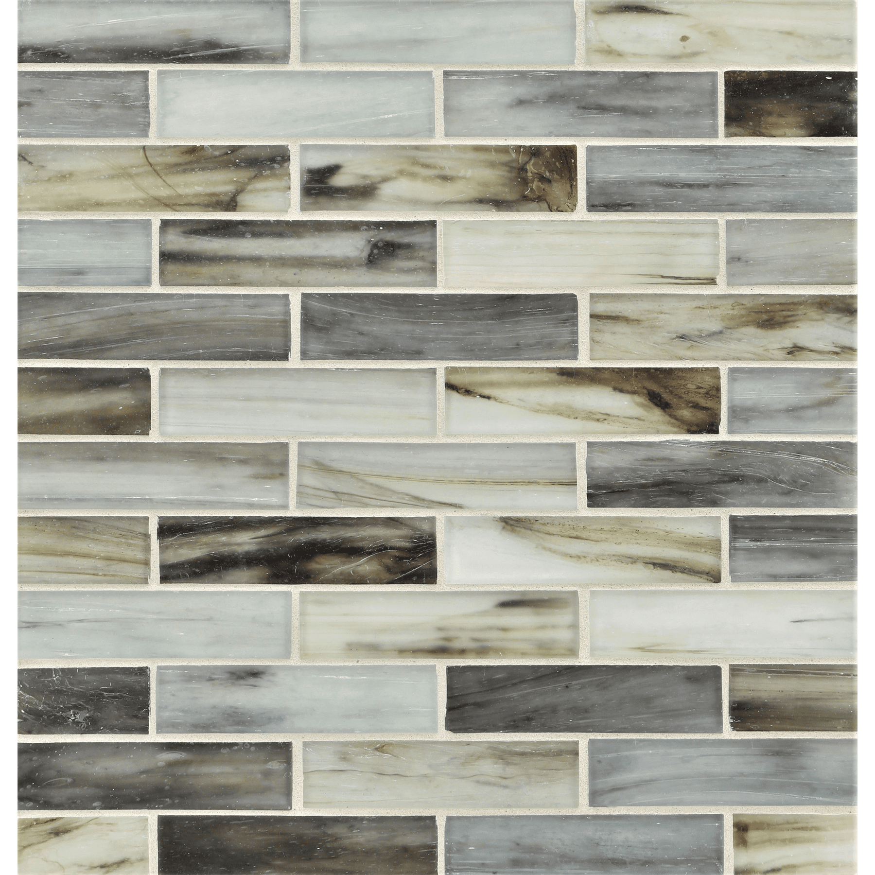TOZEN: Vanadium 1"x4" Staggered Joint Field Mosaic (9.92"x12.41" | silk)