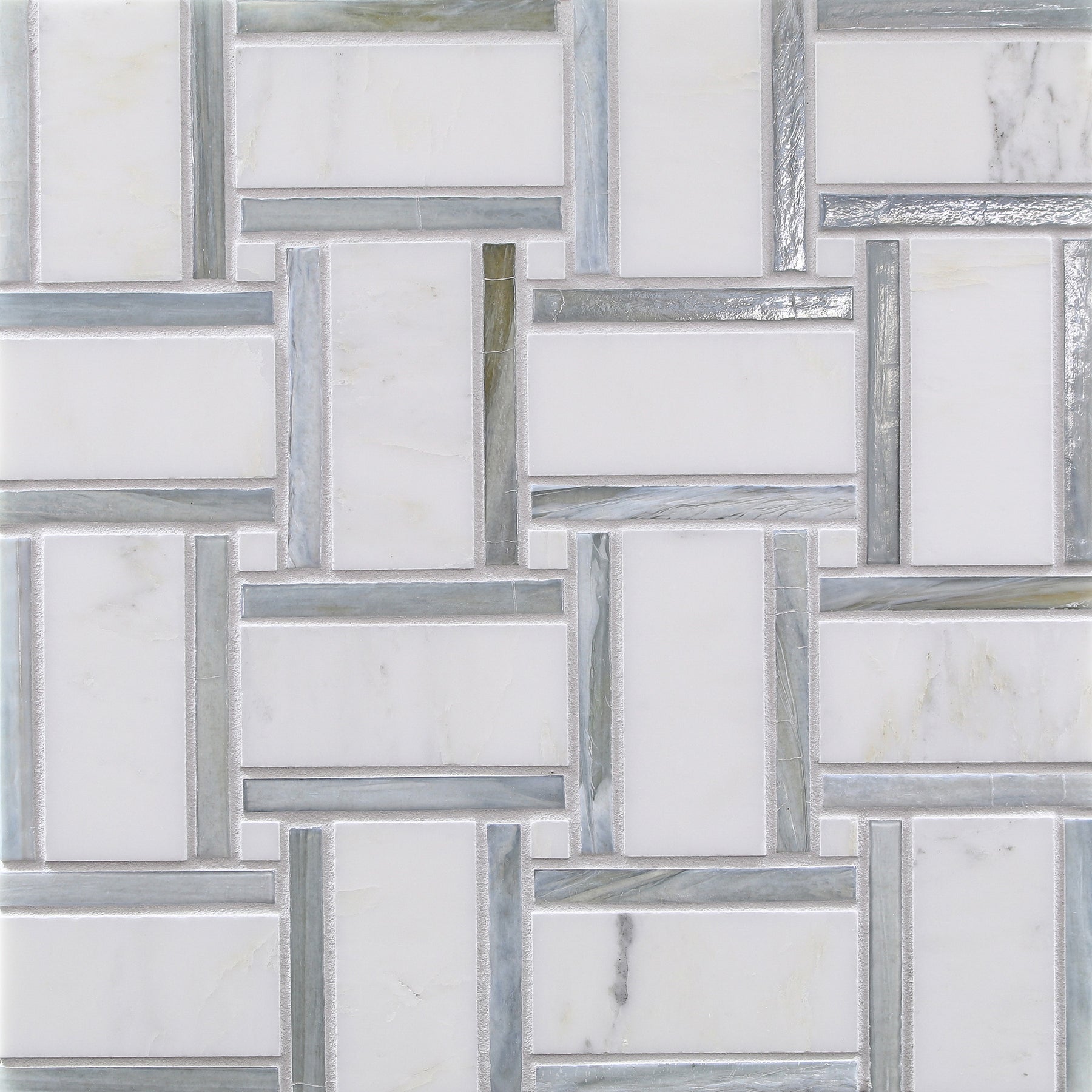 VESUVIO: Calabria Panama Weave Basketweave Field Mosaic (12.68"x12.68" | multi)