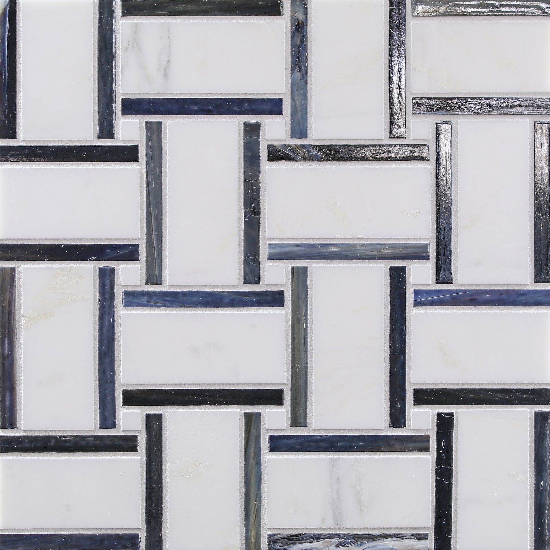 VESUVIO: Night And Day Panama Weave Basketweave Field Mosaic (12.68"x12.68" | multi)