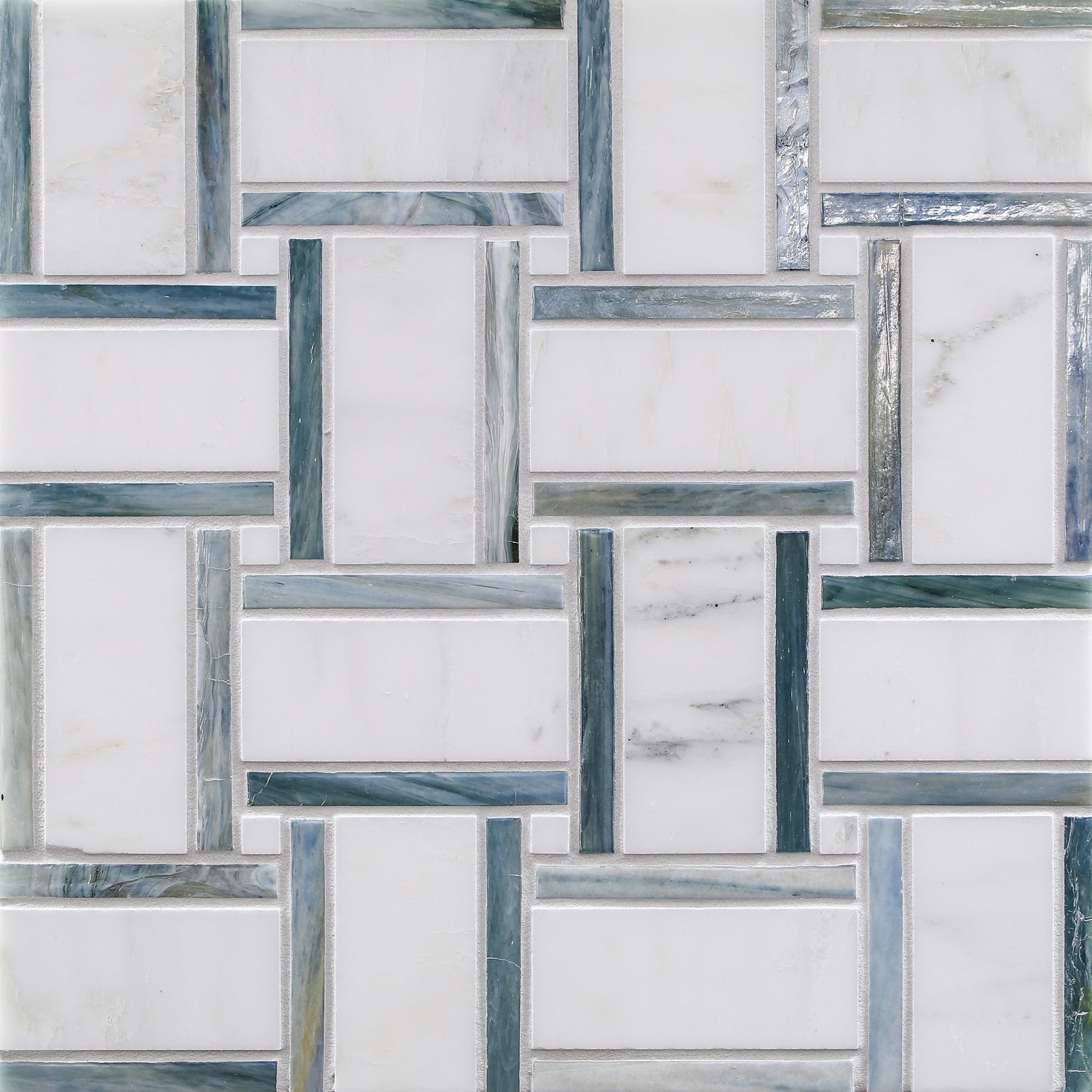 VESUVIO: Palisades Panama Weave Basketweave Field Mosaic (12.68"x12.68" | multi)