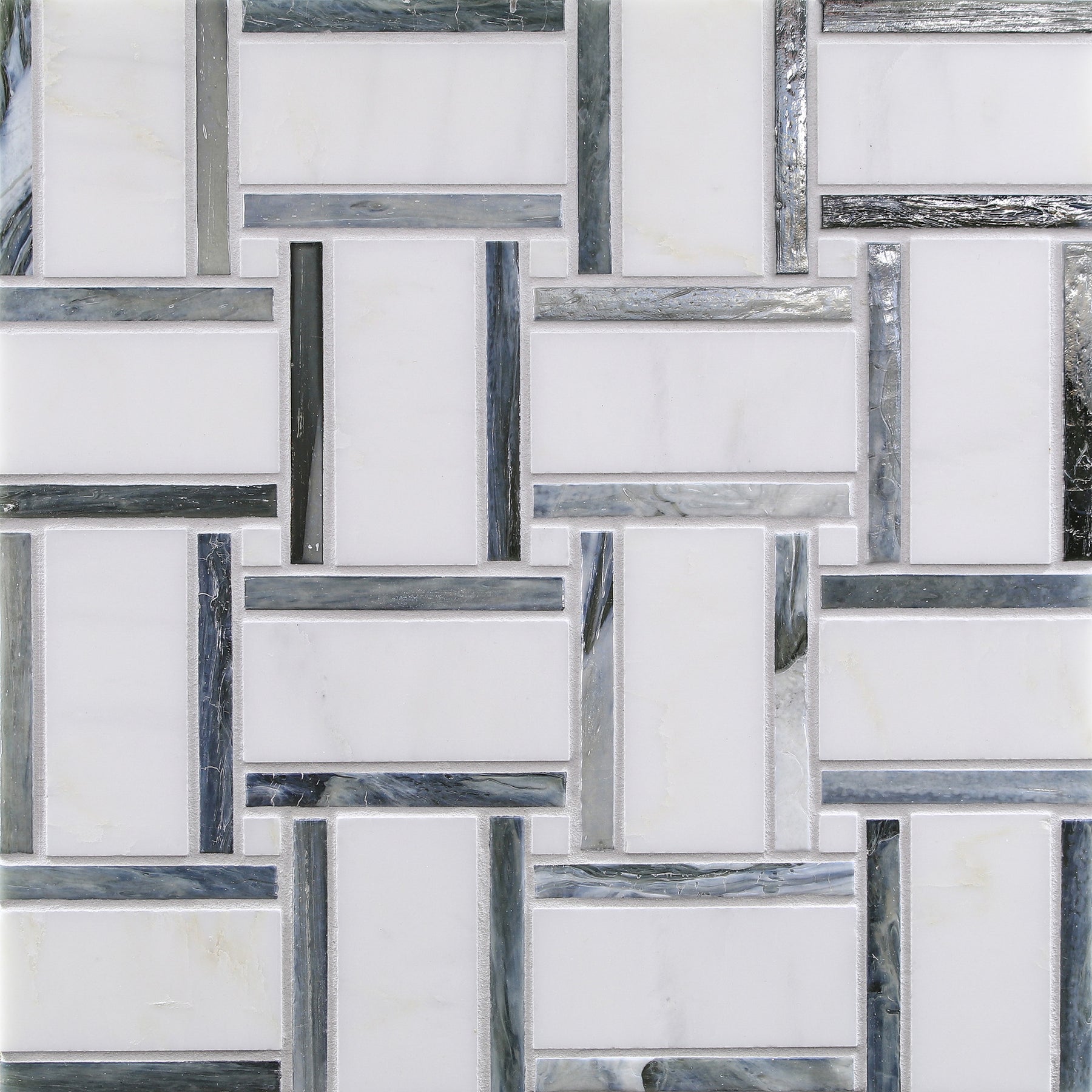 VESUVIO: Rock Garden Panama Weave Basketweave Field Mosaic (12.68"x12.68" | multi)