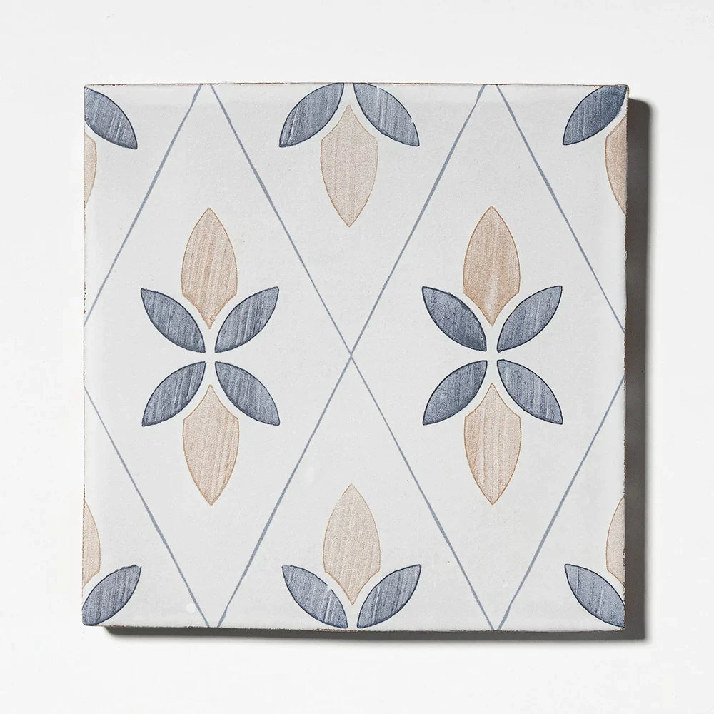 leitmotif jaunty leaves ceramic deco tile 6x6x3_8 matte distributed by surface group