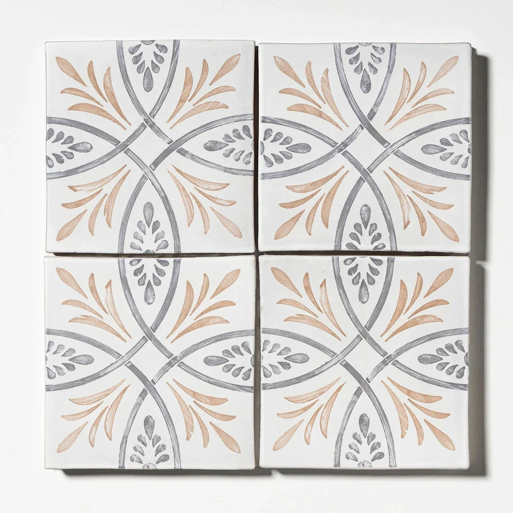 leitmotif willow whirl ceramic deco tile 6x6x3_8 matte distributed by surface group