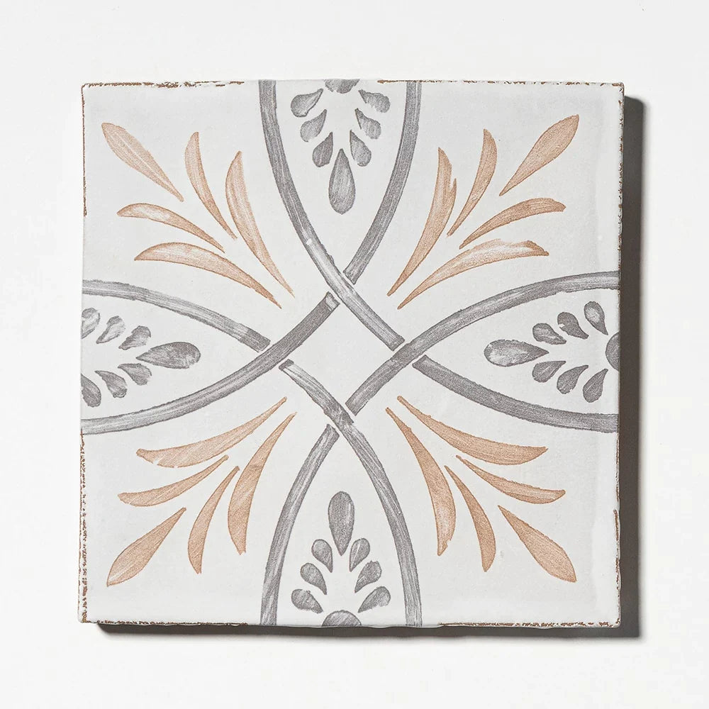 leitmotif willow whirl ceramic deco tile 6x6x3_8 matte distributed by surface group