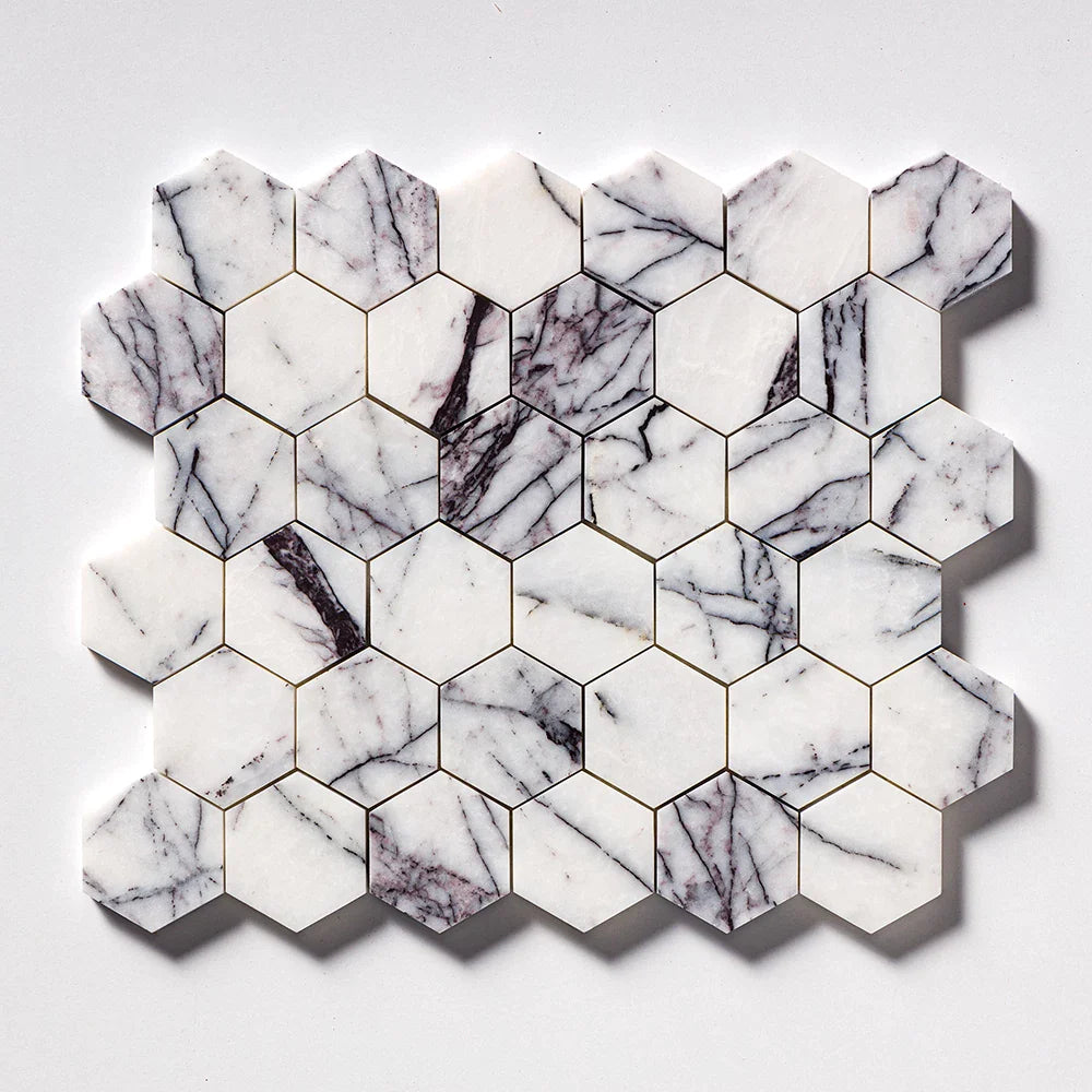 lilac hexagon marble mosaic 10&3_8x12x3_8 honed distributed by surface group