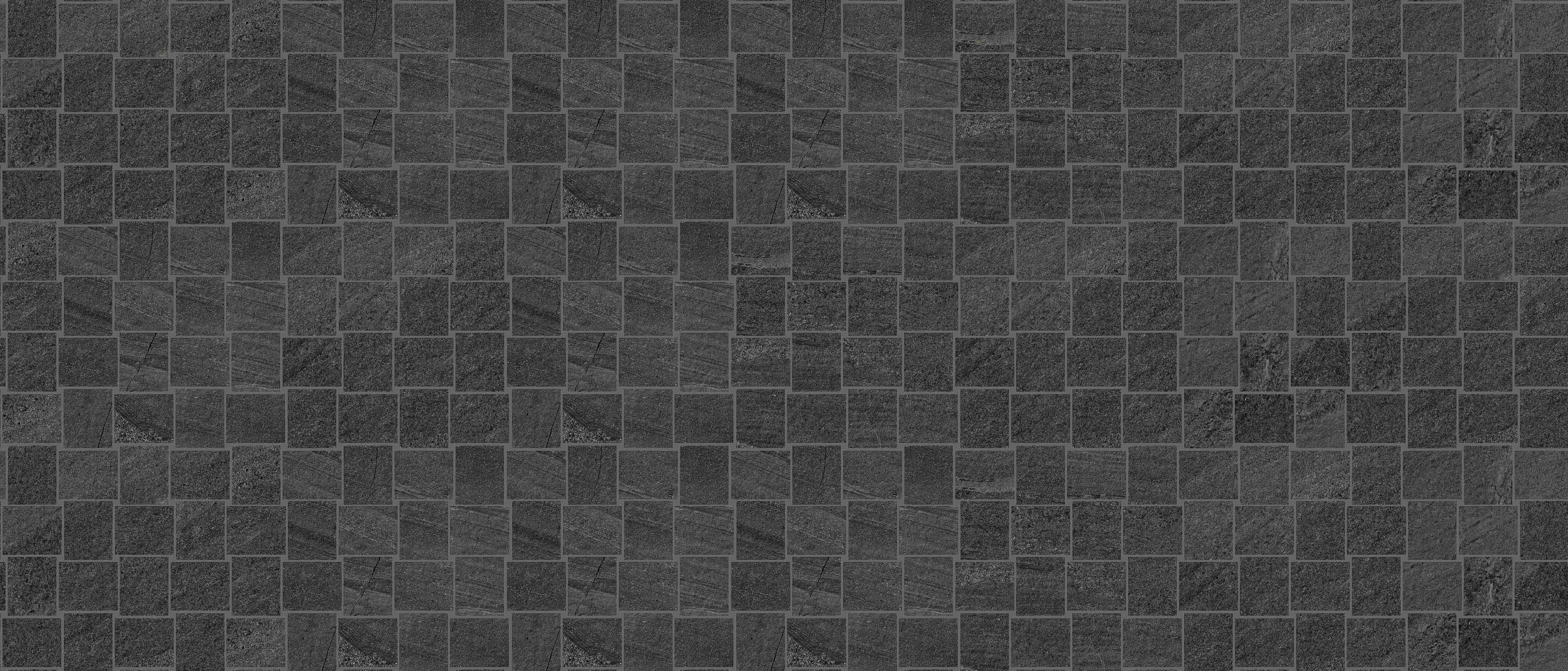MILESTONE: West Black Rectangle Basketweave Field Mosaic (12"x12"x9mm | matte | rectified)