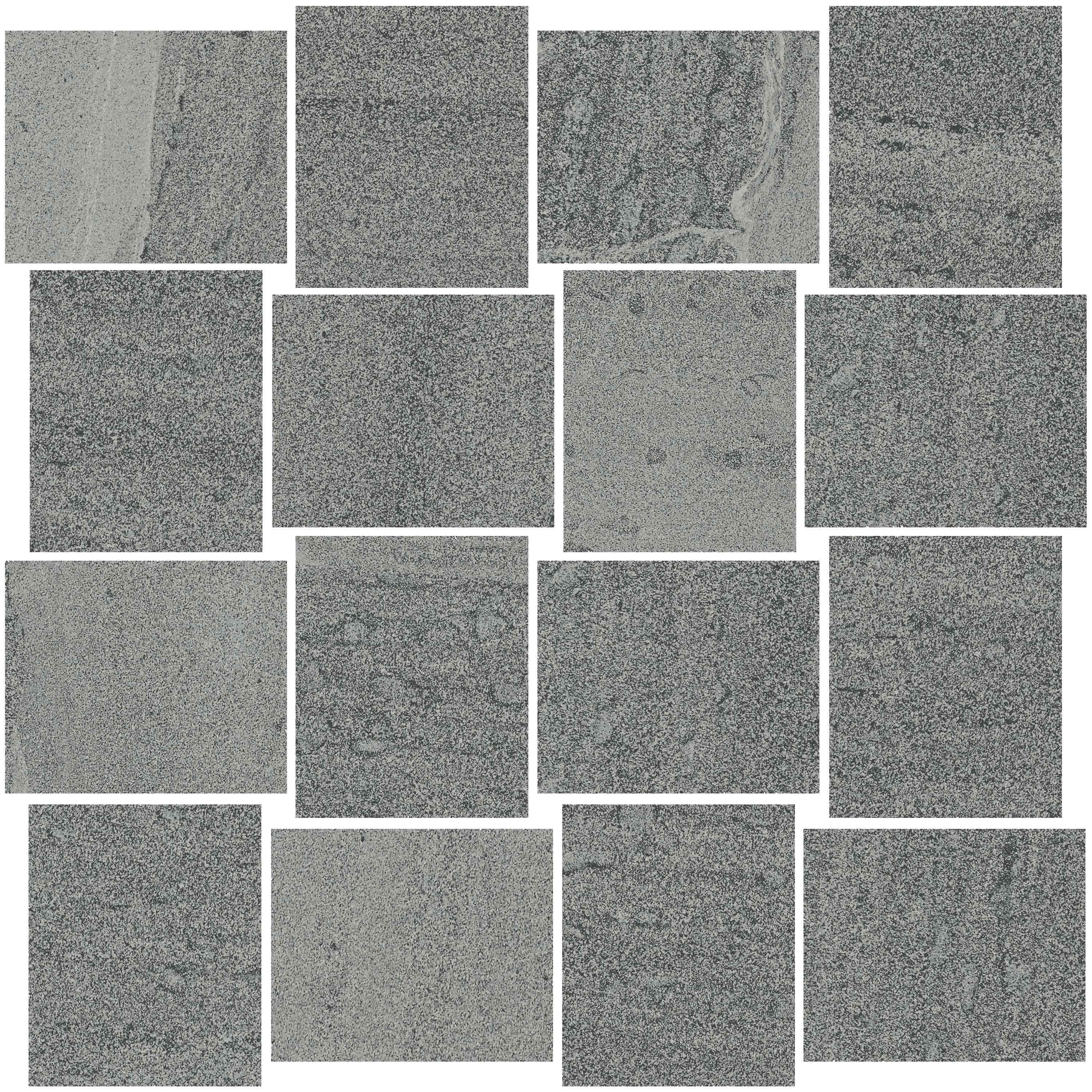 MILESTONE: South Grey Rectangle Basketweave Field Mosaic (12"x12"x9mm | matte | rectified)