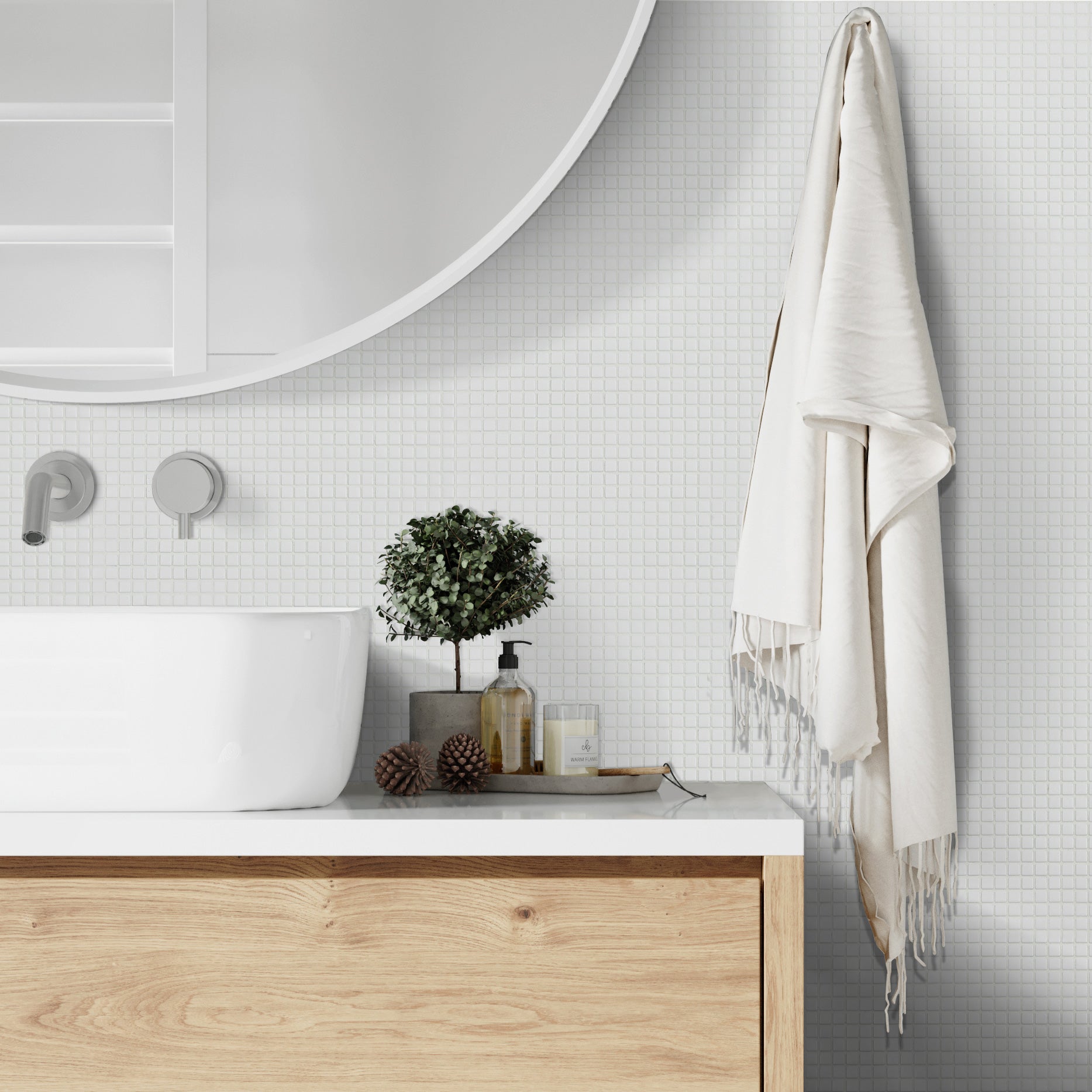 GEOMETRO: Chalk S2 Straight Stack Recycled Glass Mosaic (12"x12"x3/8" | Matte)