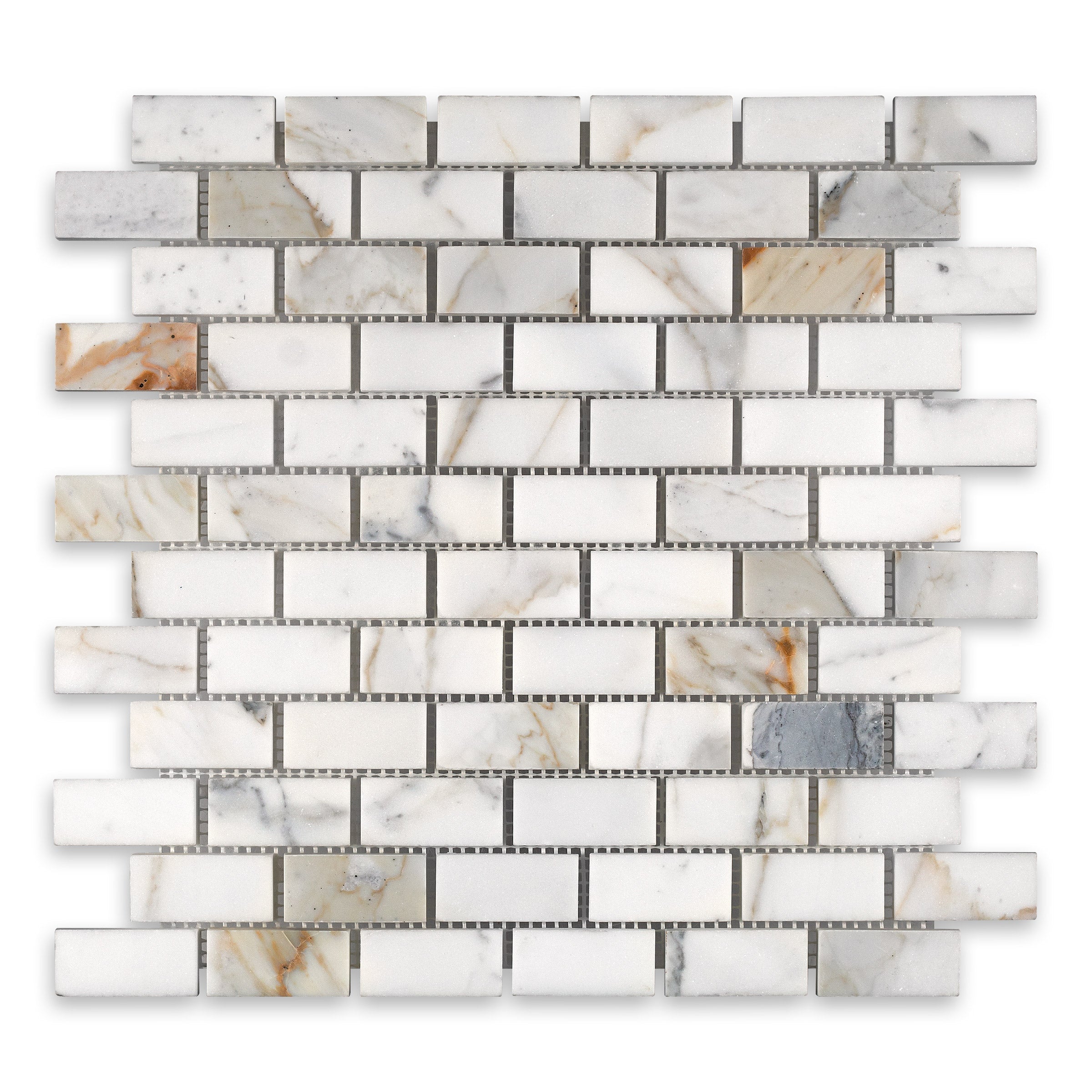 CALACATTA GOLD: Marble 1"x2" Staggered Joint Mosaic (12 1/4"x12 3/4"x3/8" | Polished)