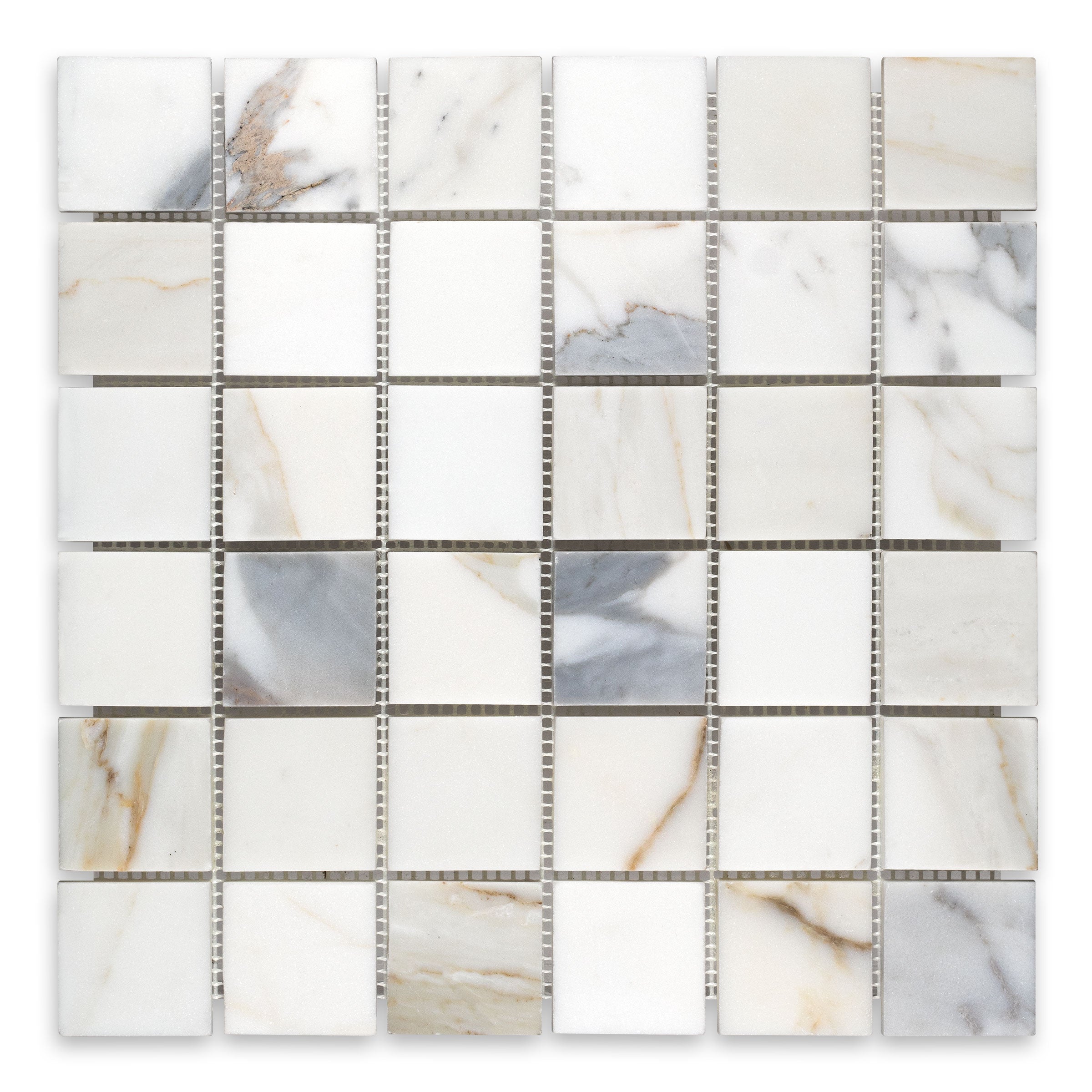 CALACATTA GOLD: Marble 2" Straight Stack Mosaic (12"x12"x3/8" | Honed)
