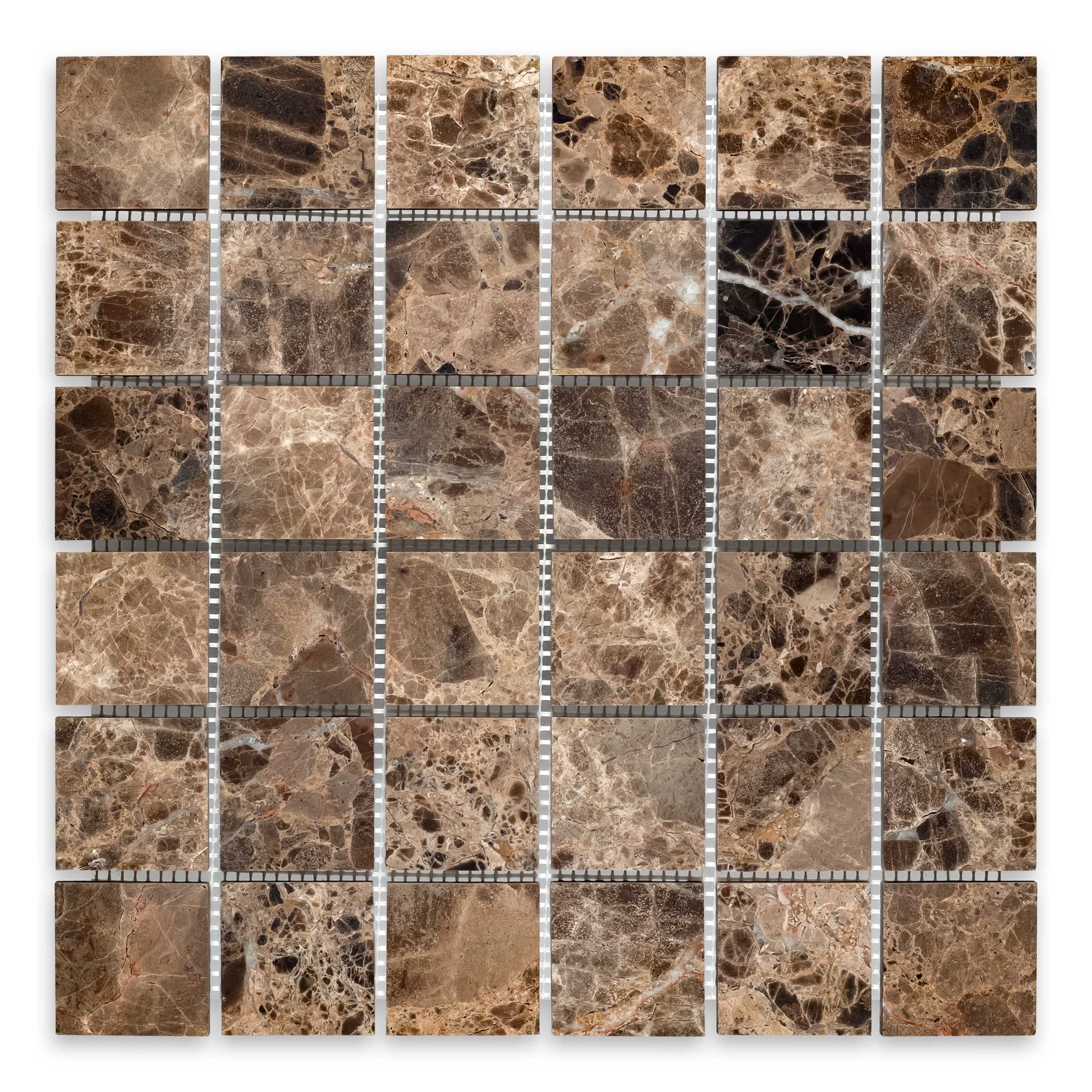 EMPERADOR DARK: Marble 2" Straight Stack Mosaic (12"x12"x3/8" | Polished)