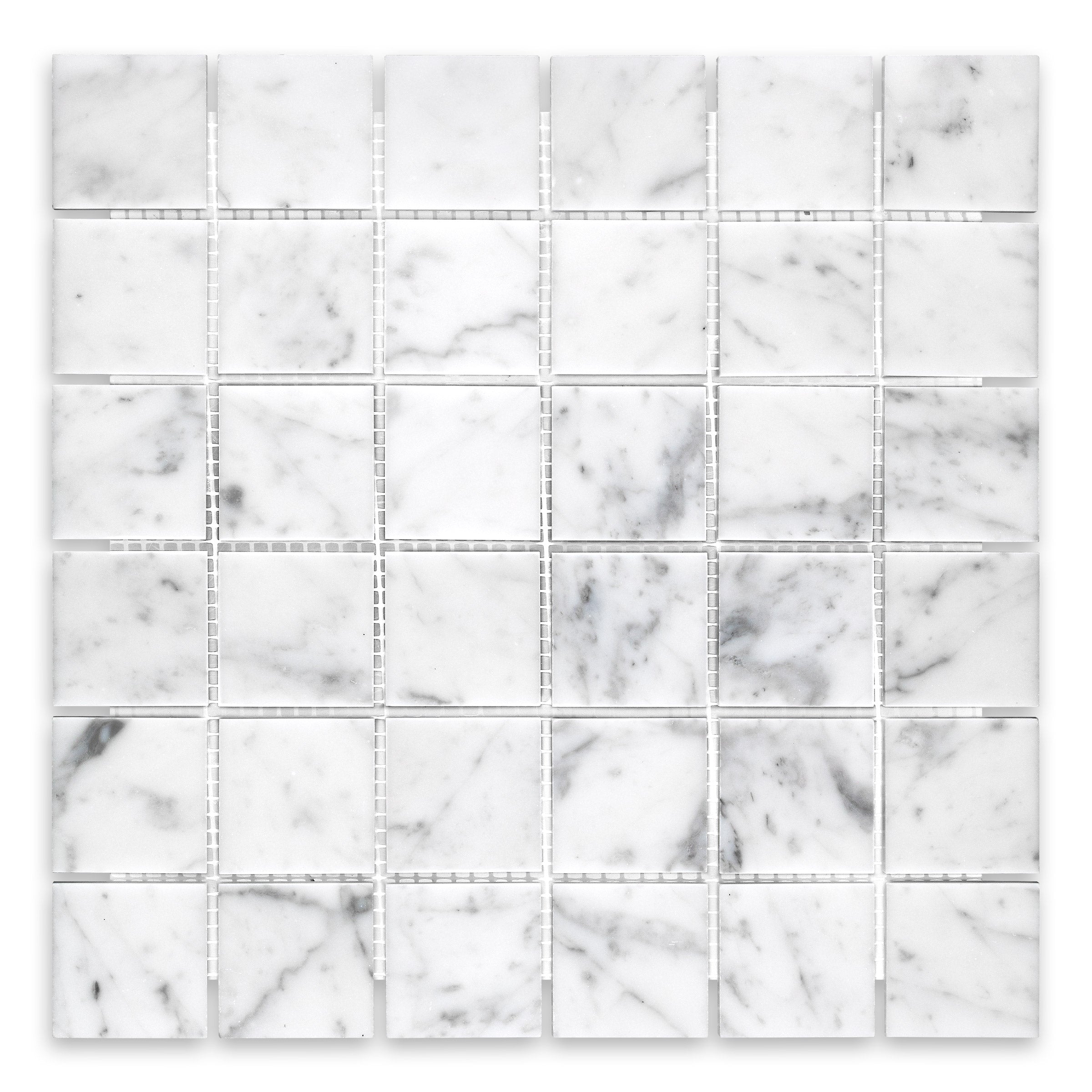 WHITE CARRARA: Marble 2" Straight Stack Mosaic (12"x12"x3/8" | Honed)
