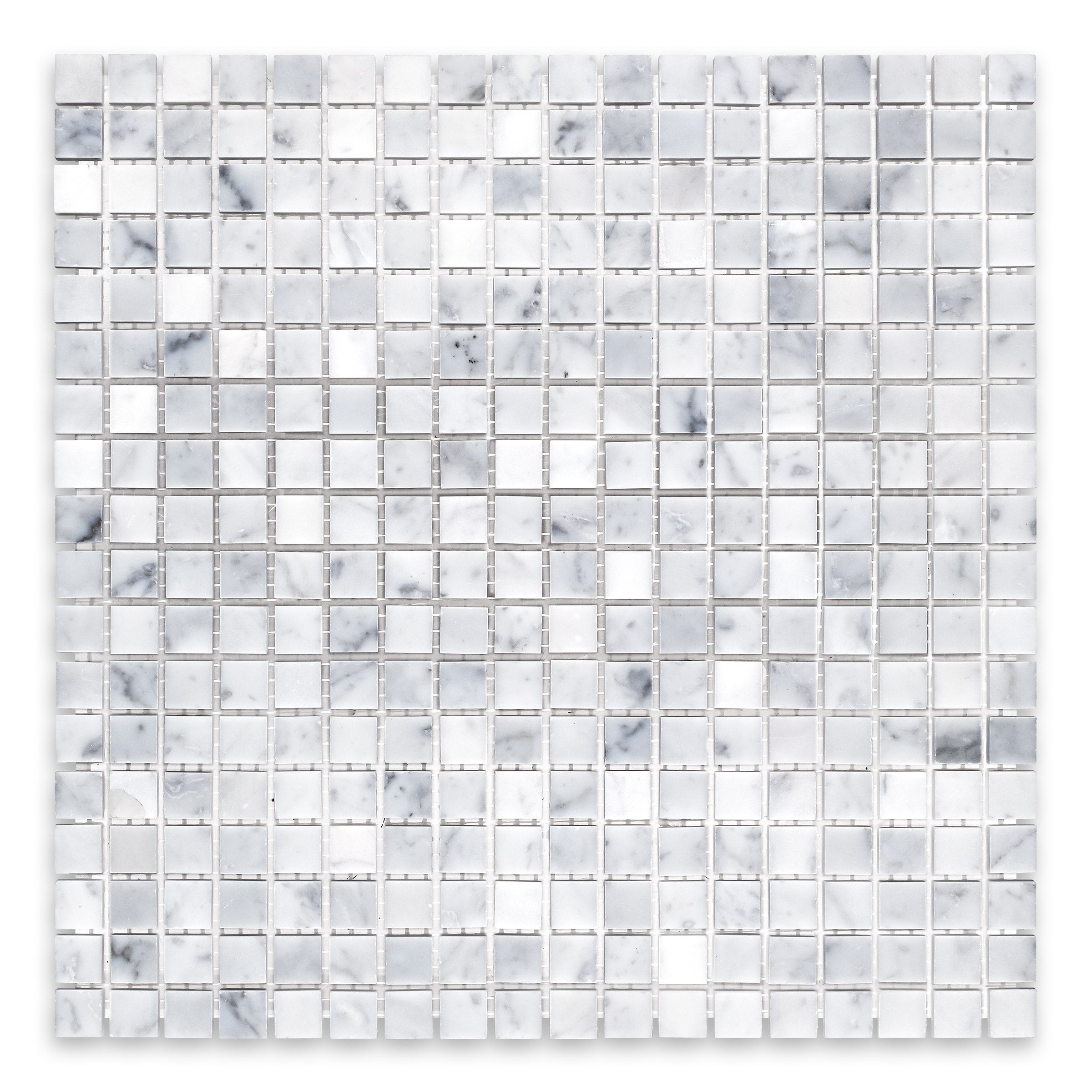WHITE CARRARA: Marble 5/8" Straight Stack Mosaic (12"x12"x3/8" | Honed)
