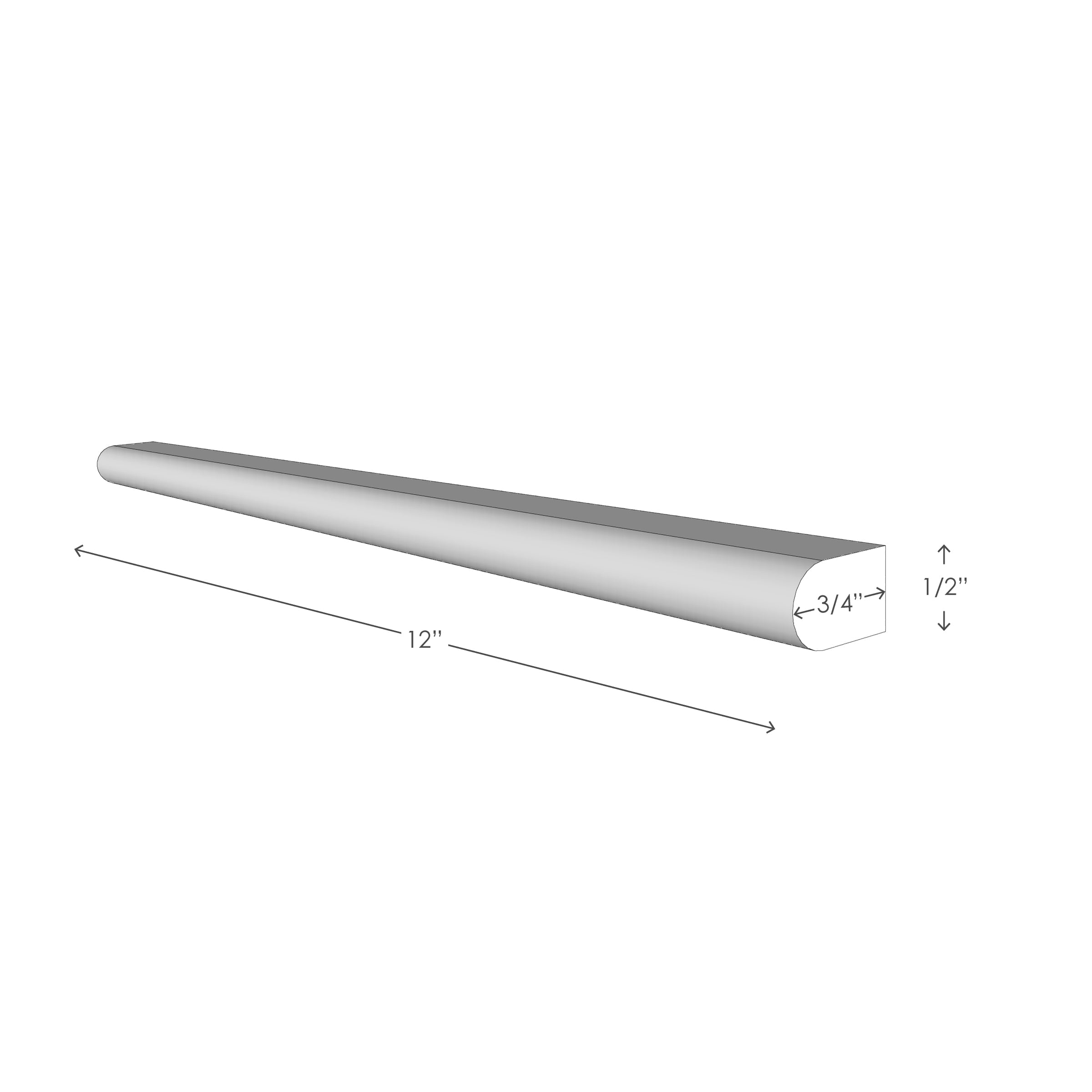 WHITE CARRARA: Marble Mini Pensil Liner Tile Accessory (1/2"x12"x3/4" | Polished)