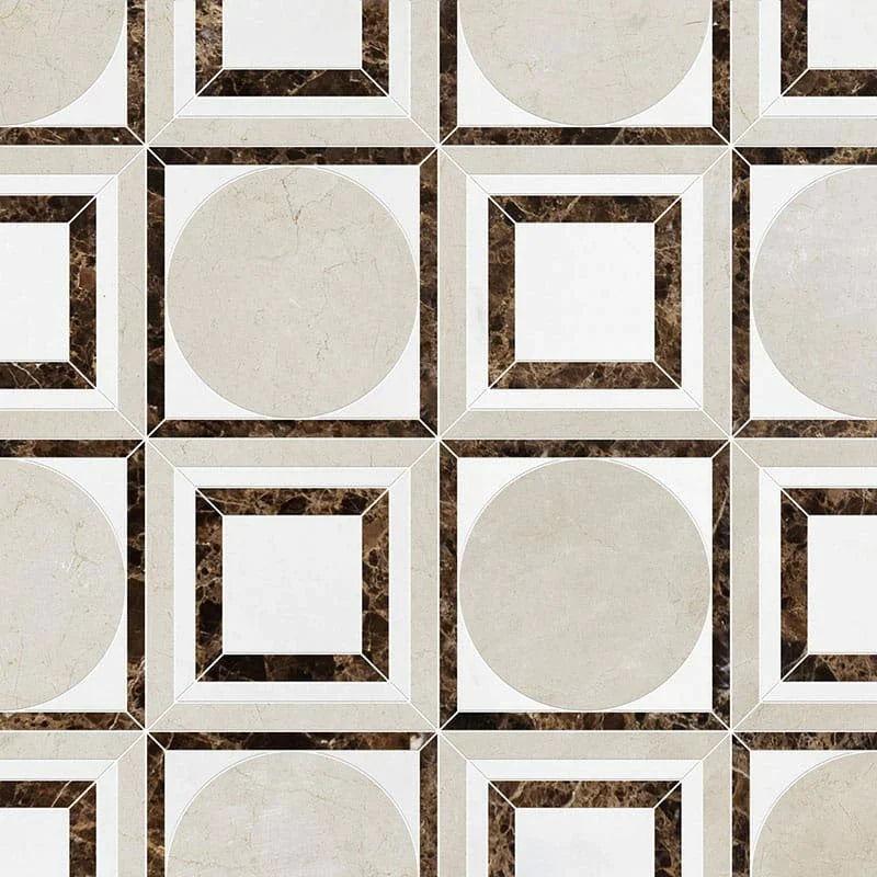 talia crema bella emperador dark aspen white cicero marble mosaic 12x12x3_8 polished distributed by surface group