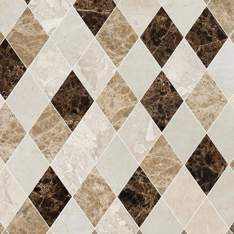 talia crema bella emperador dark diana royal almas marble mosaic 9&5_16x10&1_2x3_8 polished distributed by surface group