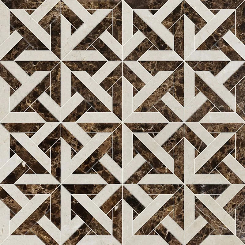 talia crema bella emperador dark marmara marble mosaic 9&11_16x9&11_16x3_8 polished distributed by surface group