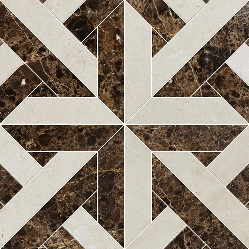 talia crema marfil emperador dark rubicon marble mosaic 17x17x3_8 polished distributed by surface group