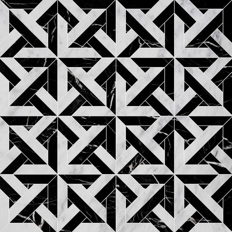 talia white carrara black marmara marble mosaic 9&11_16x9&11_16x3_8 multi finish distributed by surface group
