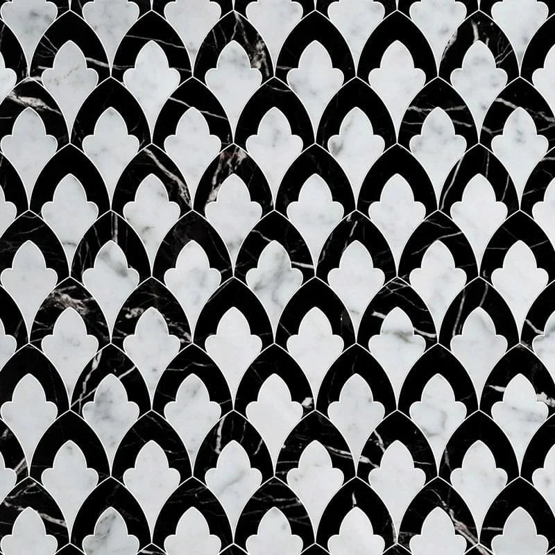 talia white carrara black sophia marble mosaic 8&3_4x13&1_2x3_8 multi finish distributed by surface group