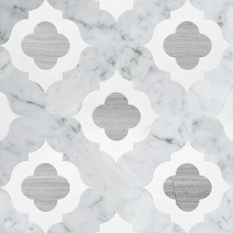 talia white carrara haisa light thassos irene marble mosaic 11&3_8x11&3_8x3_8 multi finish distributed by surface group