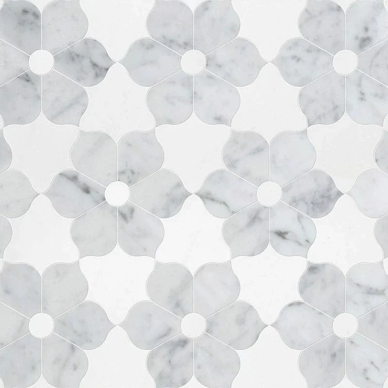 talia white carrara thassos white theodora marble mosaic 12&1_8x14x3_8 multi finish distributed by surface group