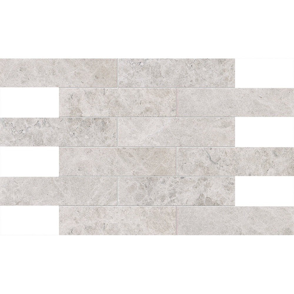 silver shadow marble natural stone field tile rectangle shape leather 3 by 12 by 1 of 2 straight edge for interior and exterior applications in shower kitchen bathroom backsplash floor and wall produced by marble systems and distributed by surface group international